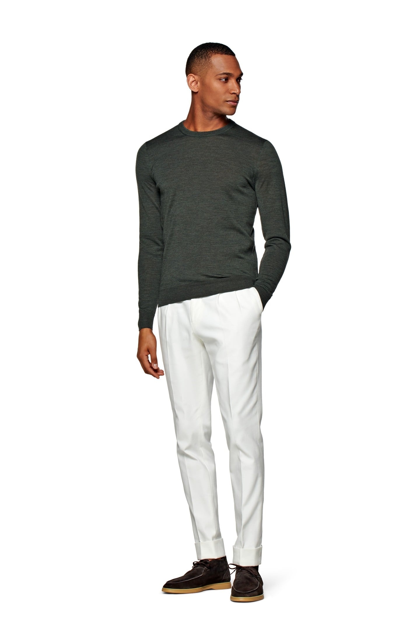 LS CREW MERINO ARMY DARK GREEN 3