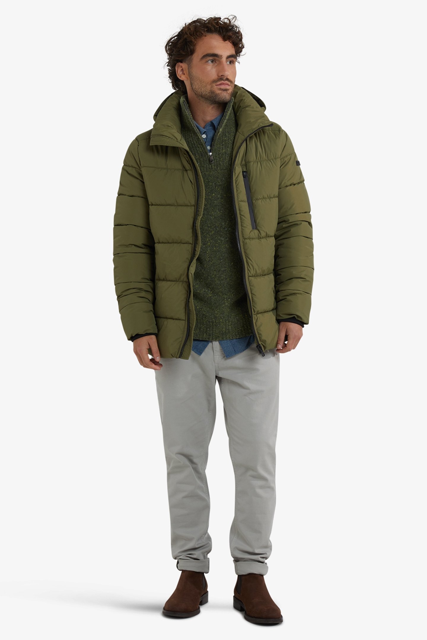 HOODED BOMBER JACKET MOSS GREEN 2
