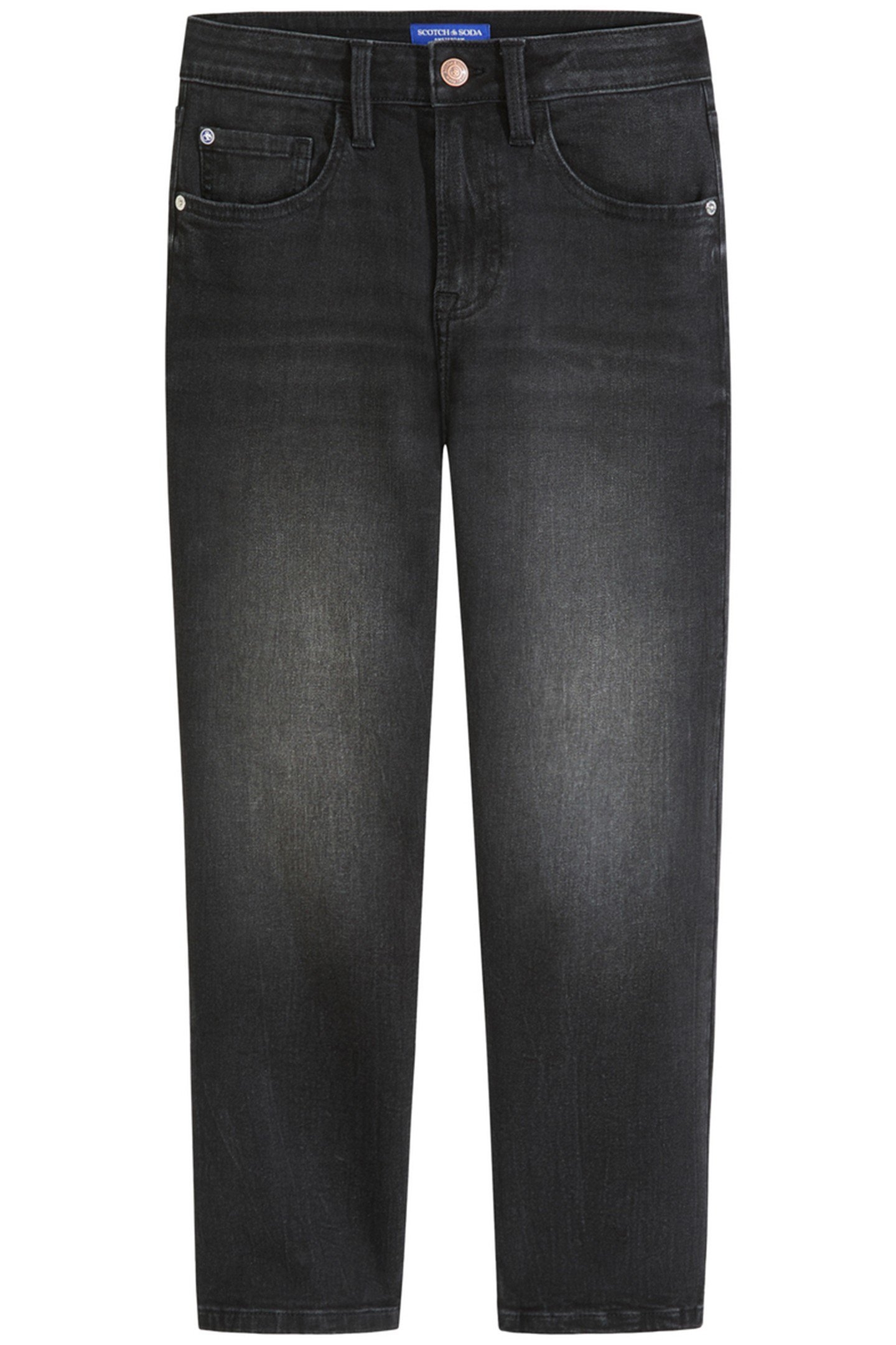 BOYS 5 PKT LOOSE TAPERED FIT JEAN BLACK / WHITE 4