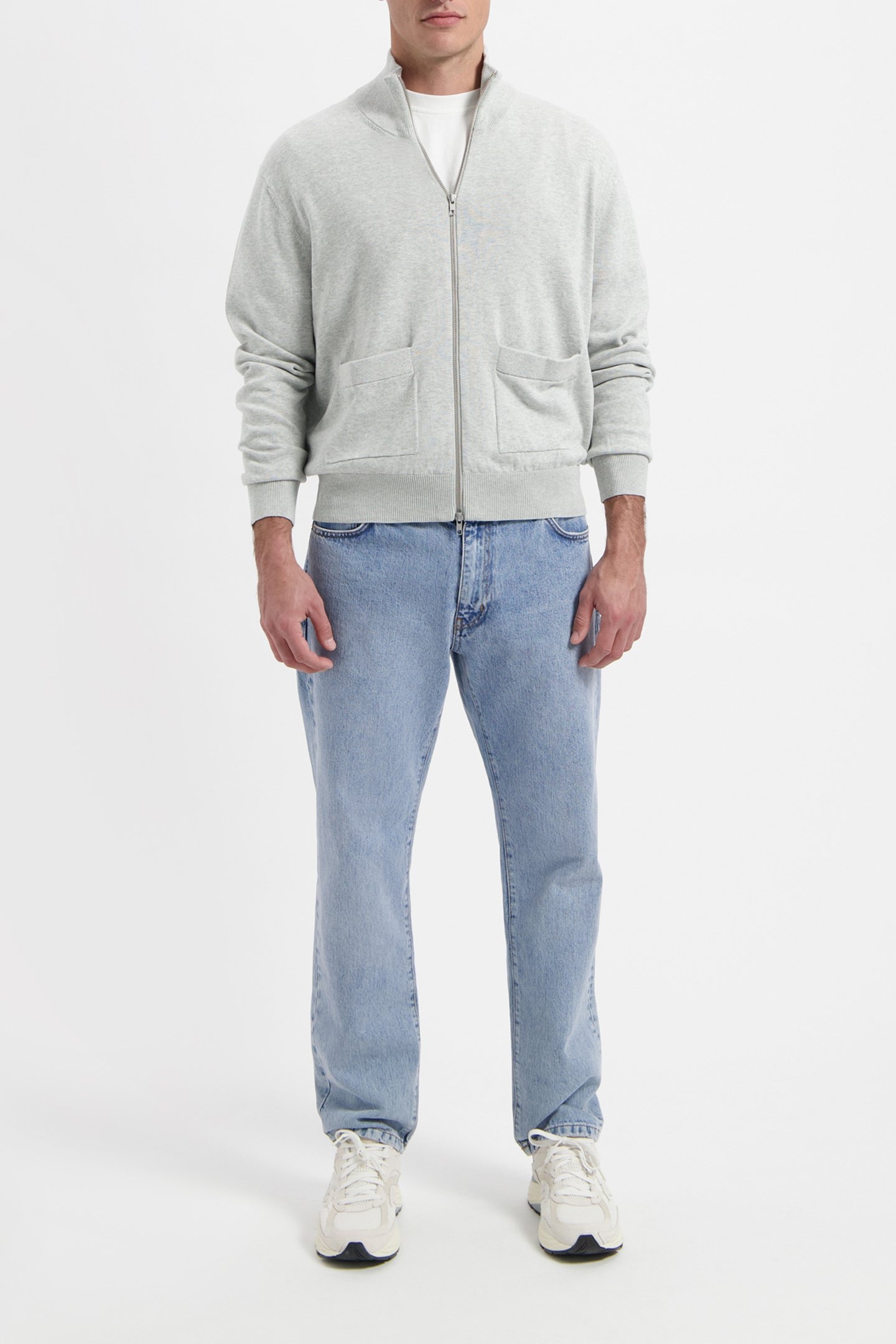 WAL – BLAKE ZIP CARDIGAN LIGHT GREY MELANGE 2