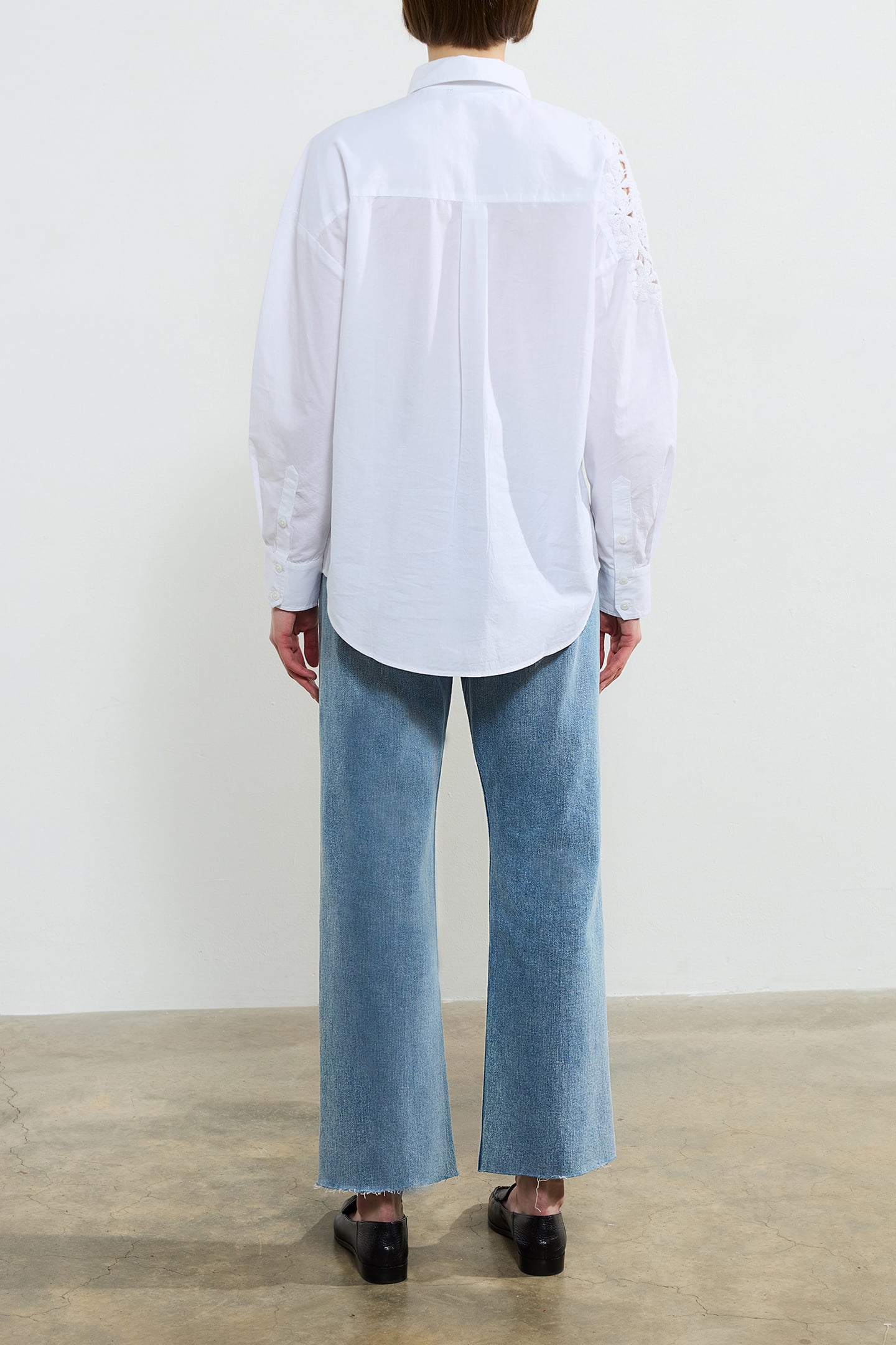 LINA COTTON CROCHET MIX SHIRT LINEN WHITE 2