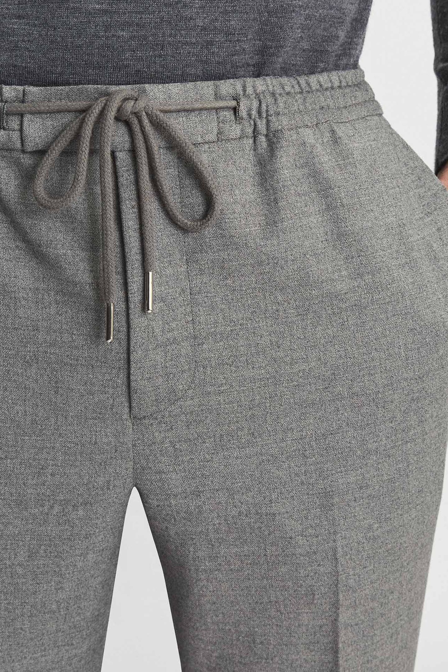 WOOL ELASTICATED WAIST MIXER TROUSER SOFT GREY 6