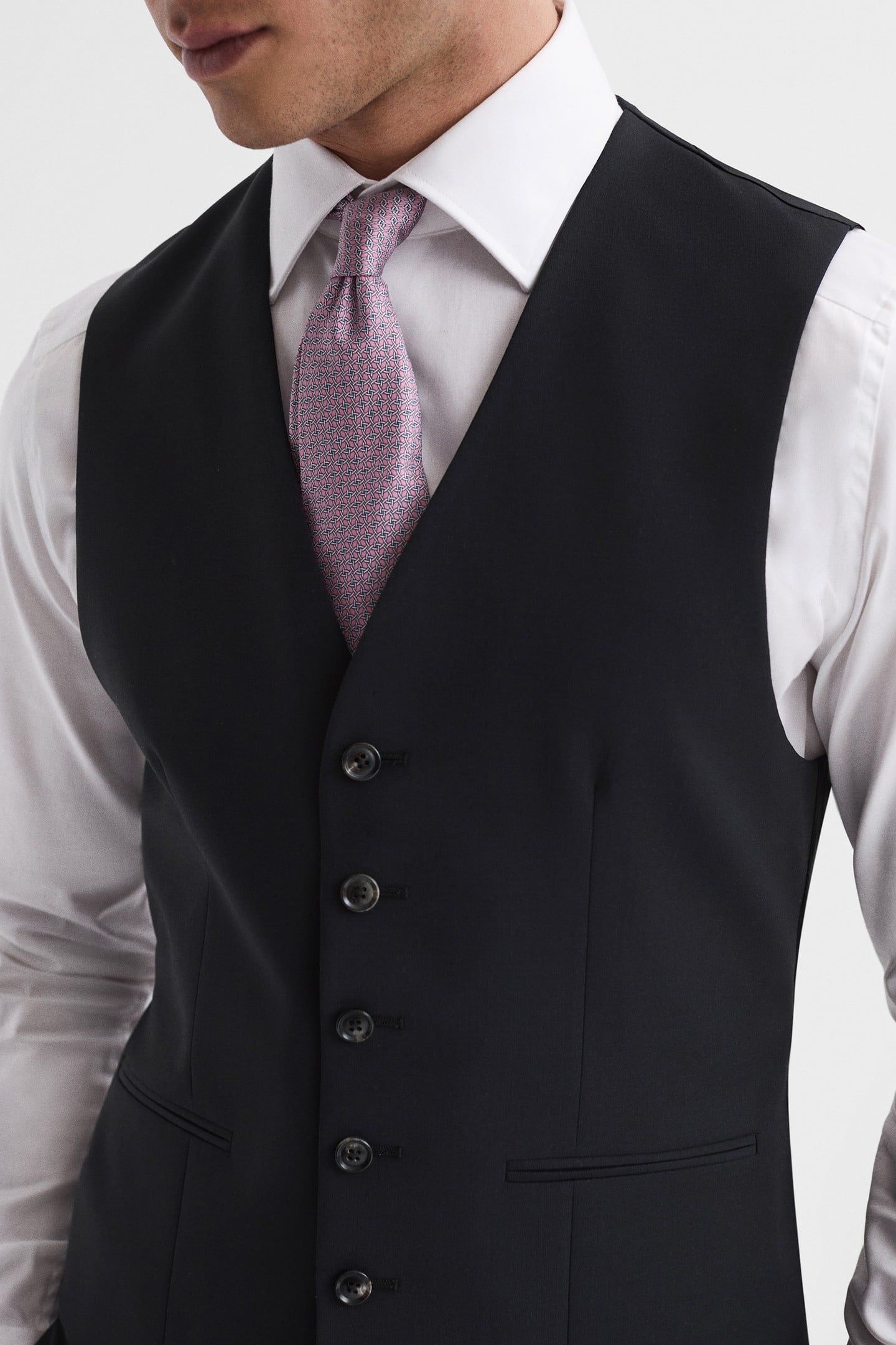TRAVEL PLAIN WEAVE MODERN WAISTCOAT BLACK 5