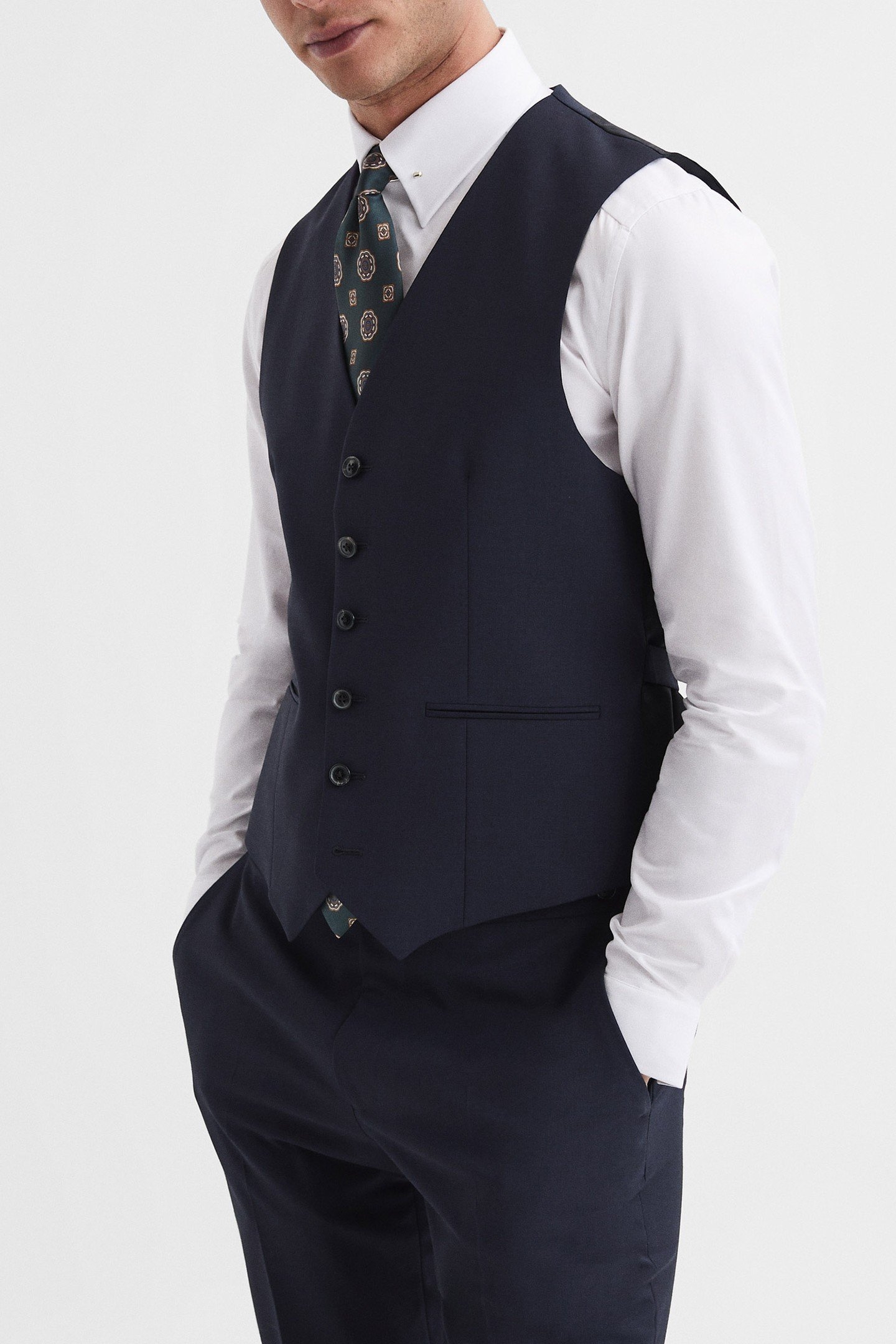 TRAVEL PLAIN WEAVE MODERN WAISTCOAT NAVY 7