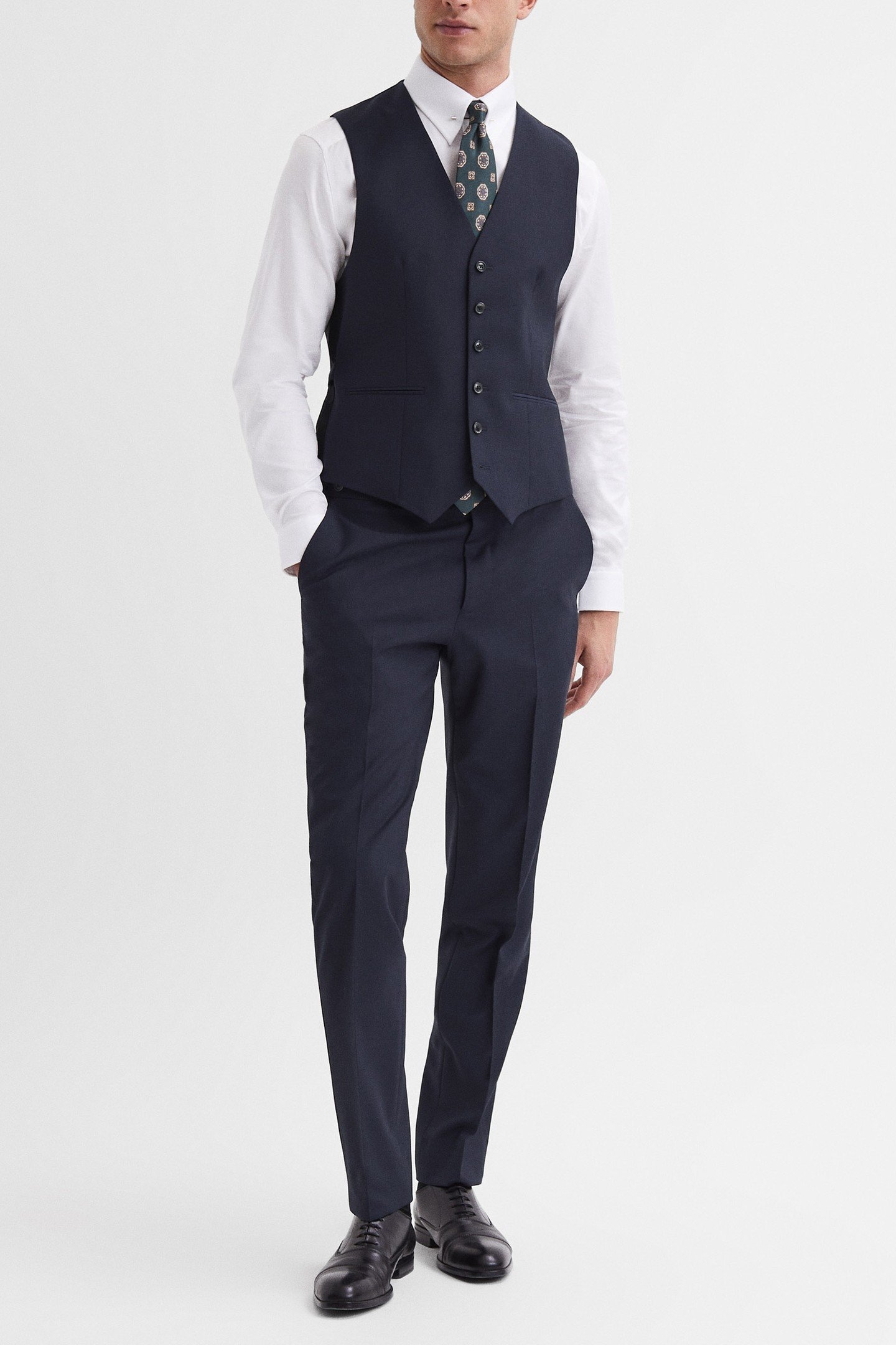 TRAVEL PLAIN WEAVE MODERN WAISTCOAT NAVY 8
