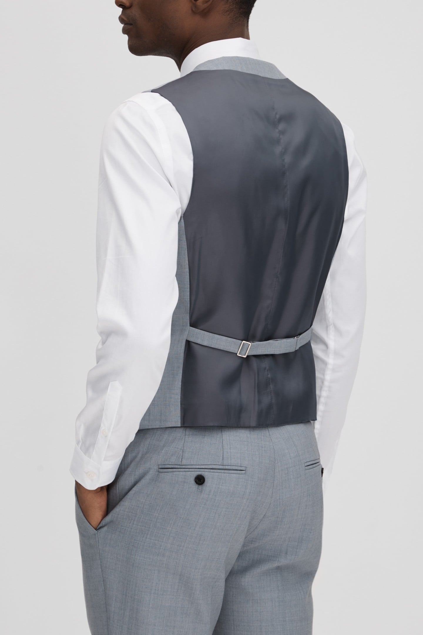 TEXTURED WEAVE WAISTCOAT SOFT BLUE 3
