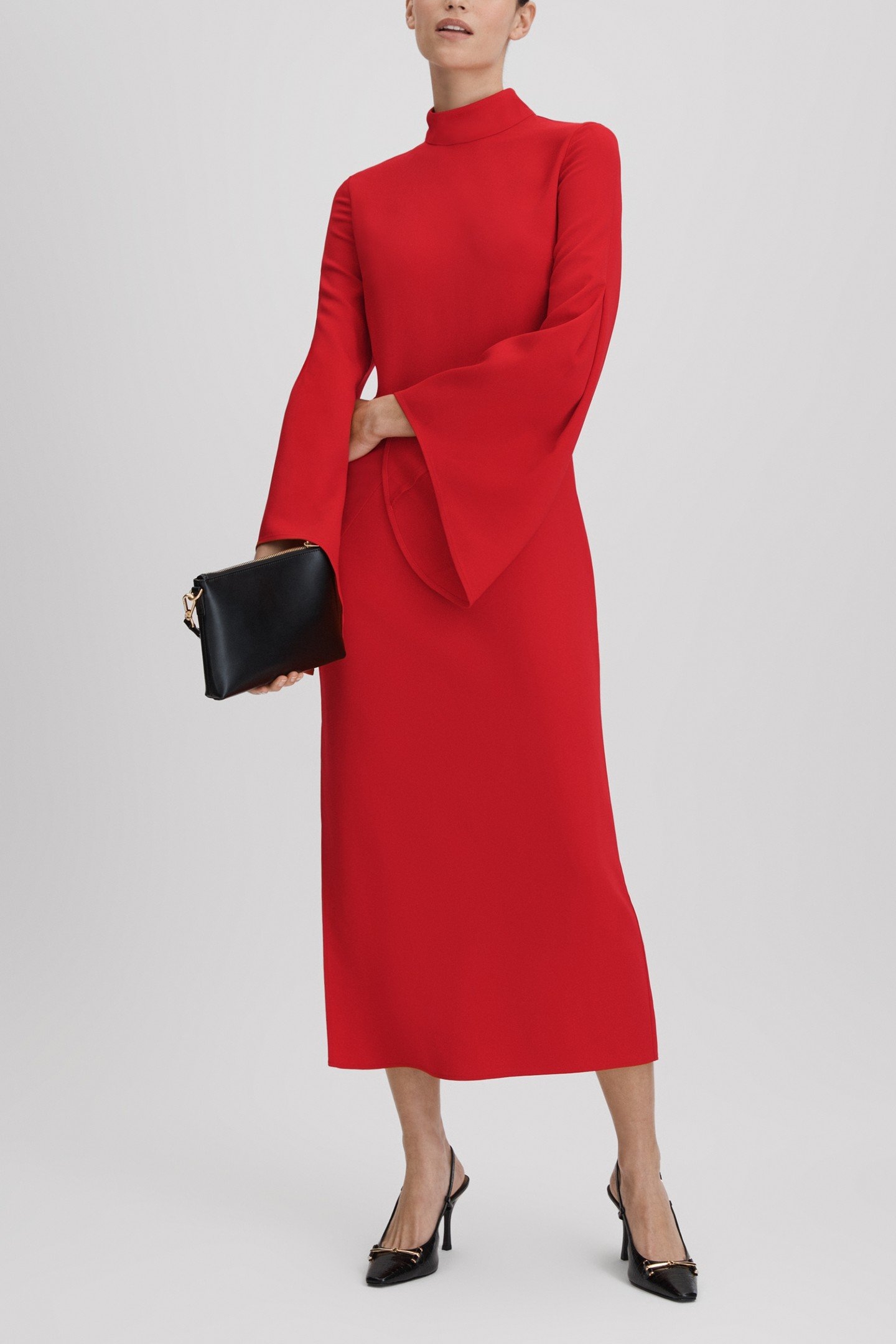 LONG SLEEVE BODYCON DRESS RED 1