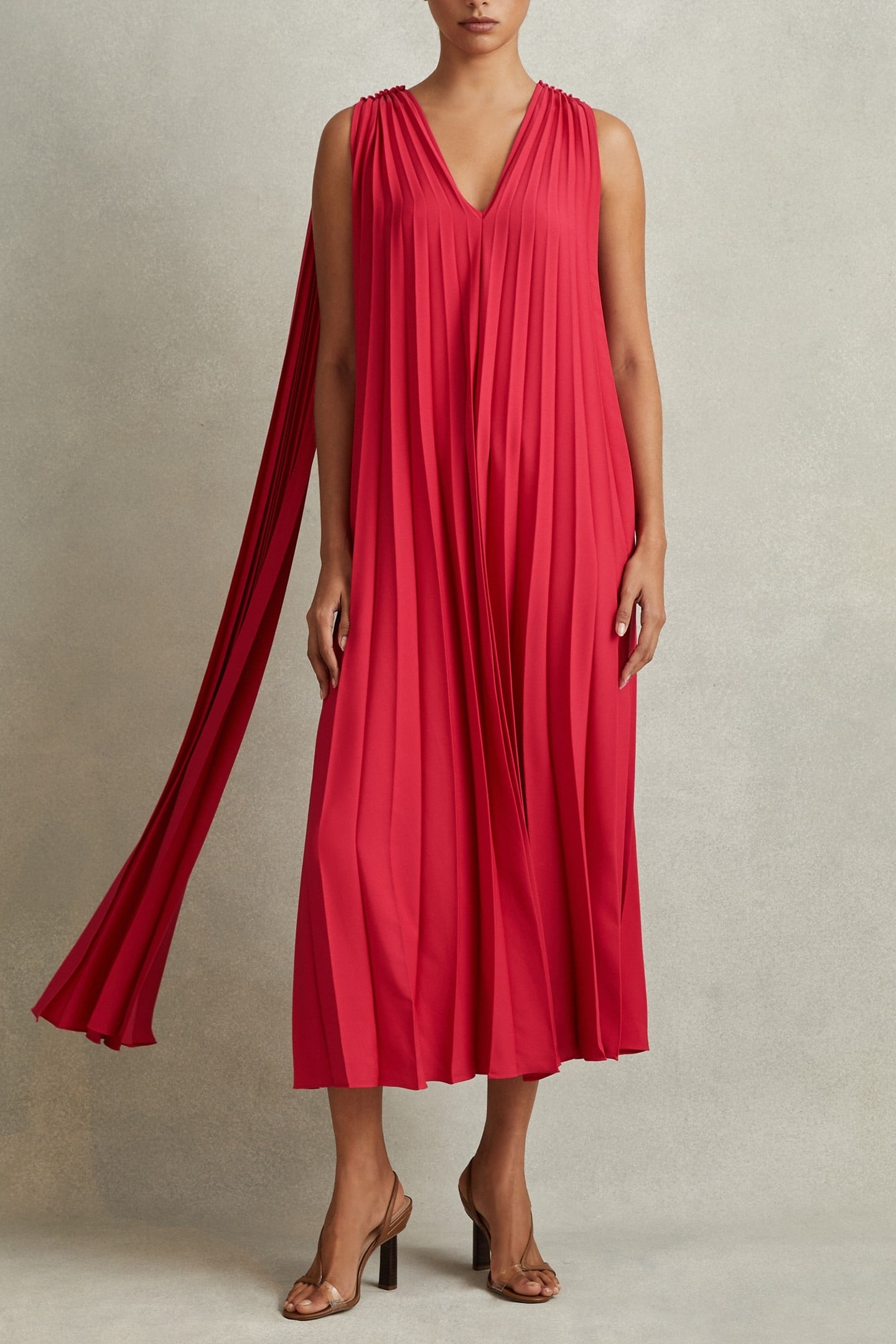 PLEATED OCCASION GOWN CORAL 1