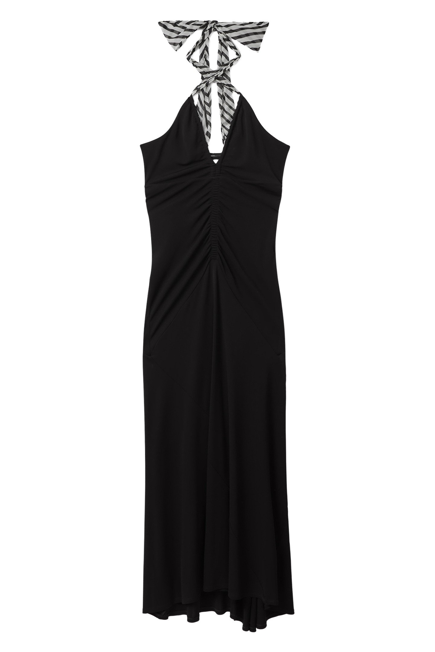 PRINTED TIE JERSEY BODYCON DRESS BLACK 4