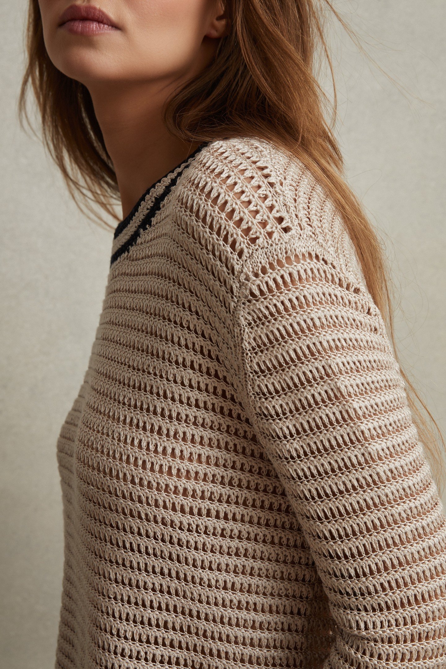 TIPPED STITCHED JUMPER NEUTRAL/NAVY 4