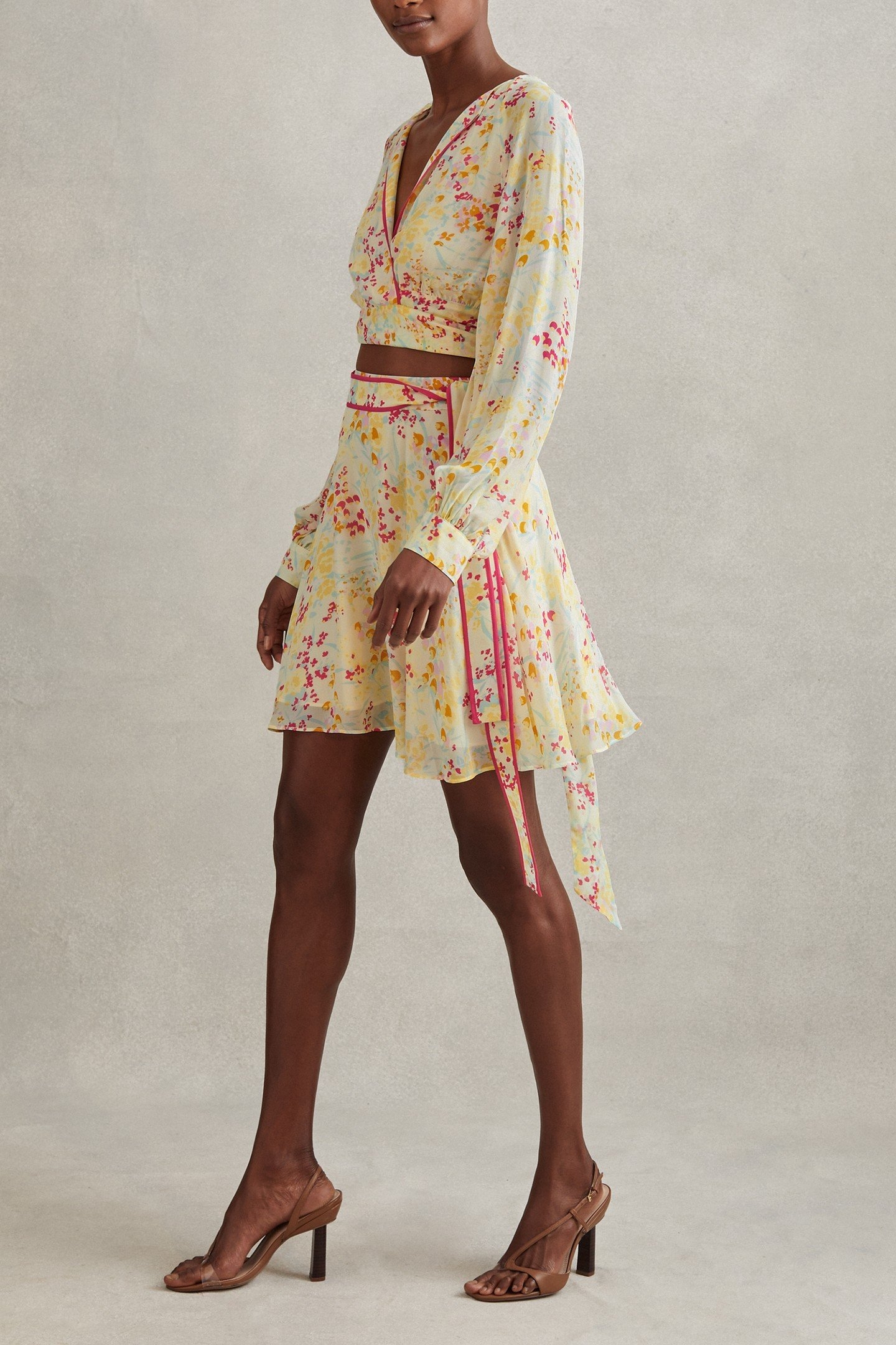 BUTTERCUP PRINTED FLIPPY SKIRT PINK/YELLOW 1