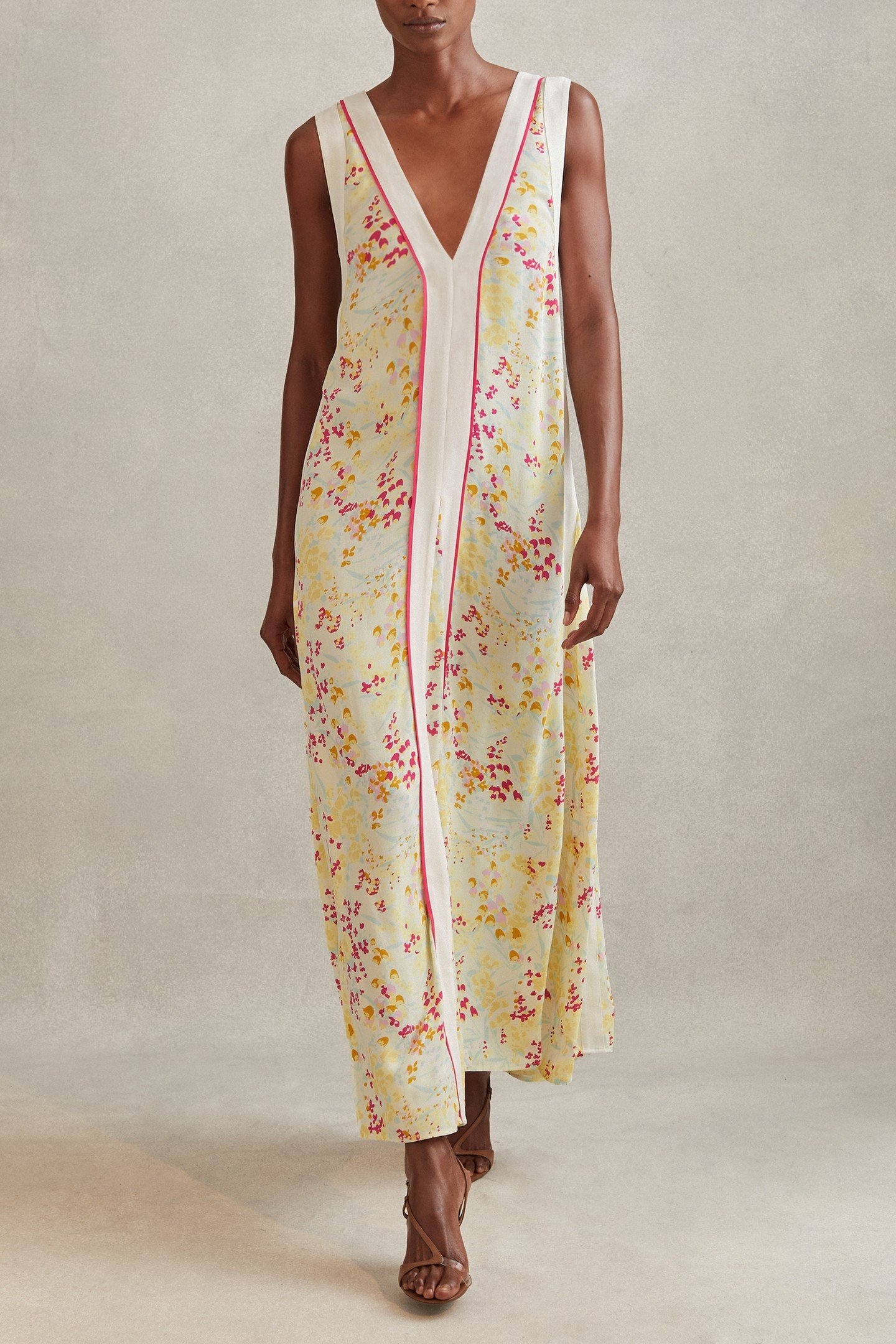 BUTTERCUP PRINTED BLOCK MAXI DRESS PINK/YELLOW 2