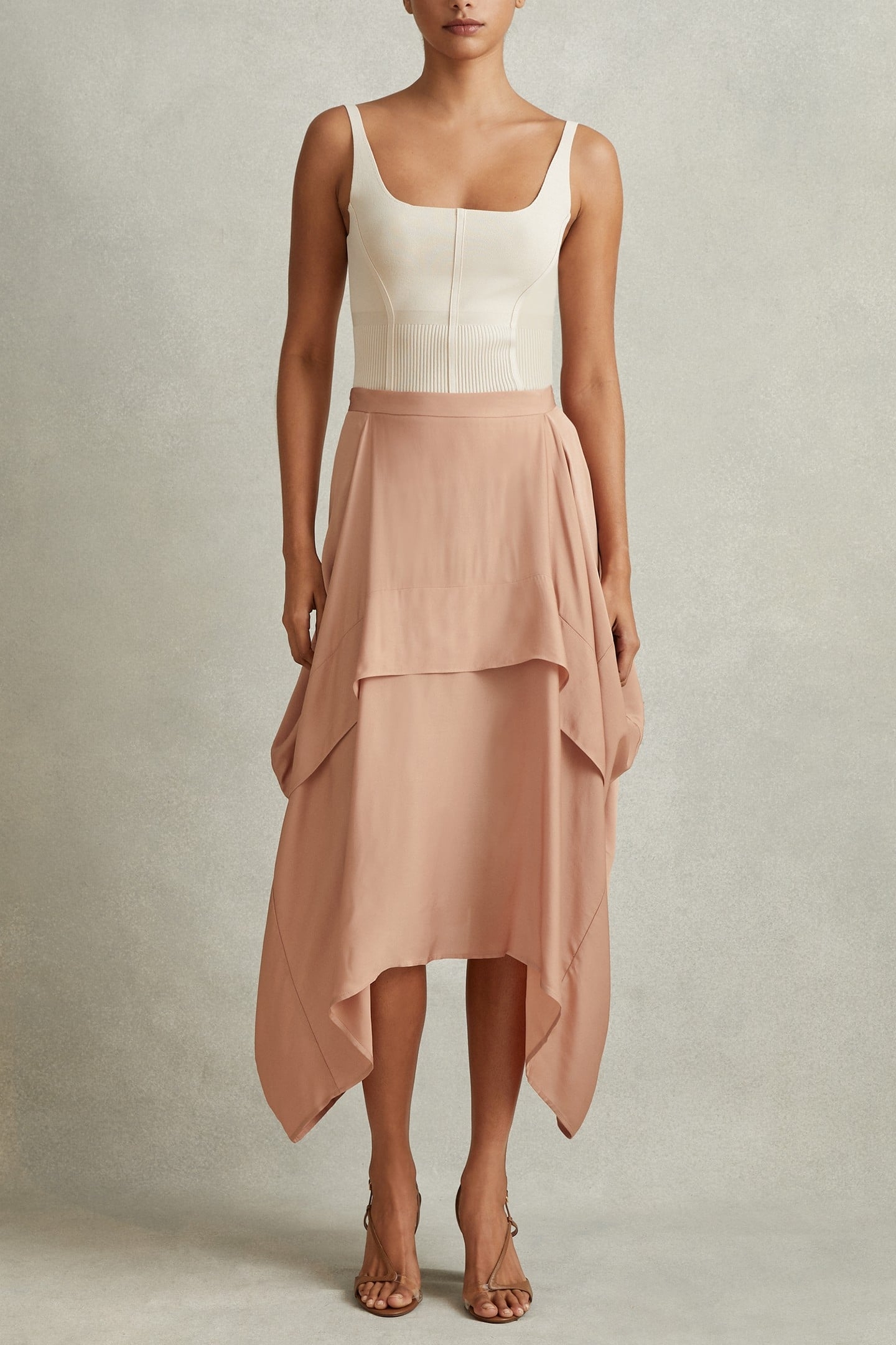 ASYMMETRIC HEM SKIRT NUDE 1