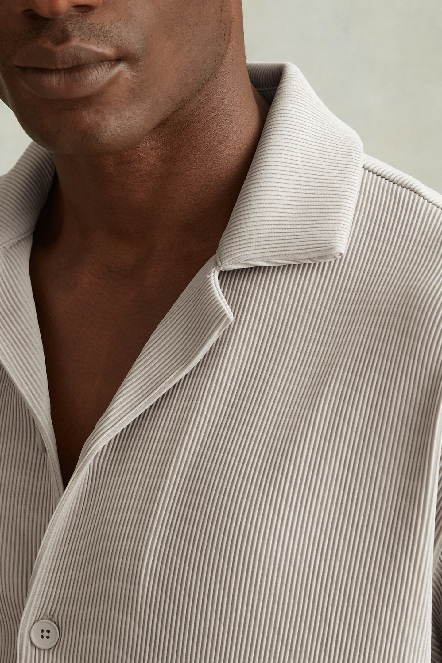 SHORTSLEEVE CUBAN OTTOMAN RIB BUTTON THROUGH SHIRT SILVER 5