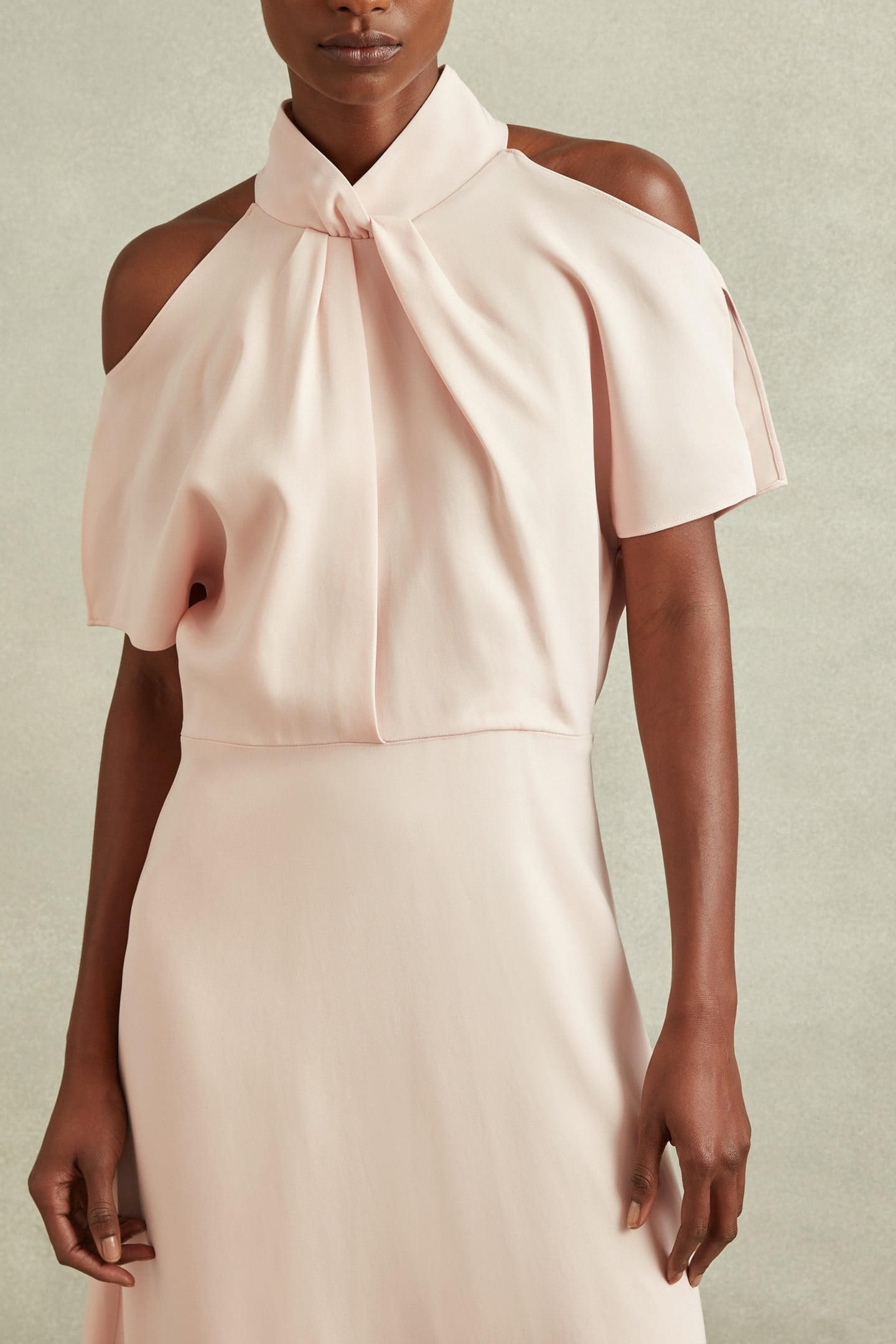 SHORT SLEEVE OCCASION MIDI DRESS NUDE 2