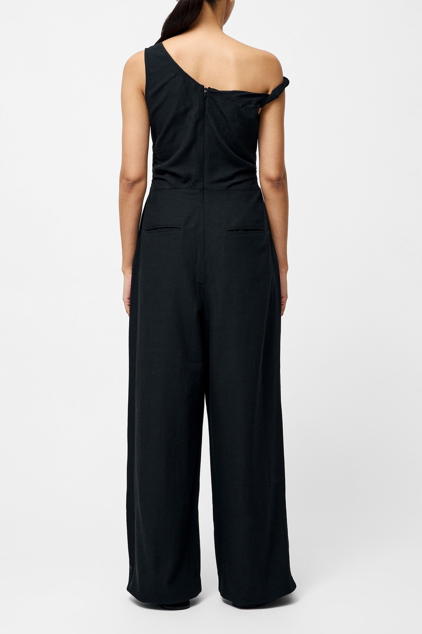 ARIETTE LINEN BLEND JUMPSUIT BLACK 5
