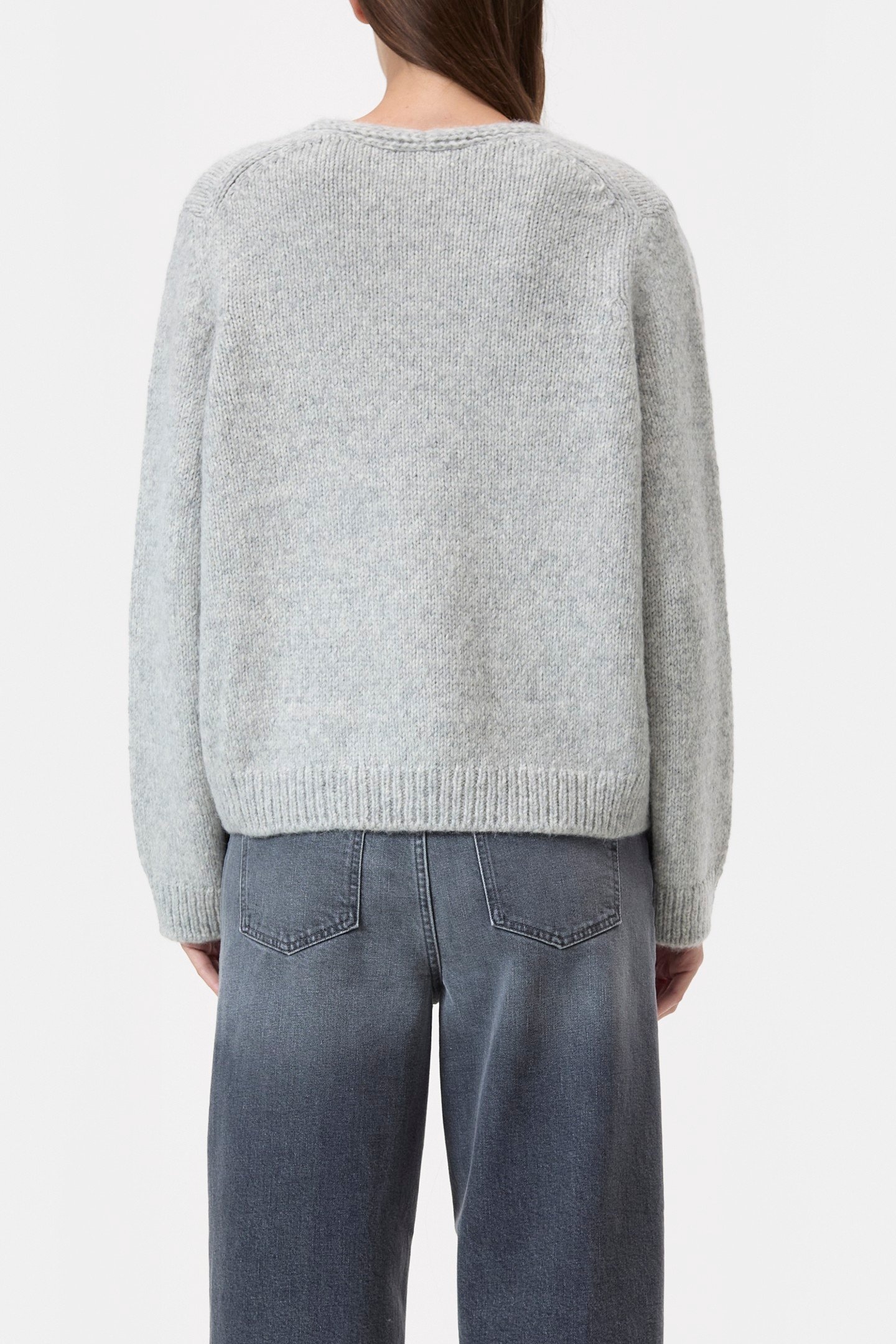 V NECK KNITS LIGHT GREY MELANGE 2