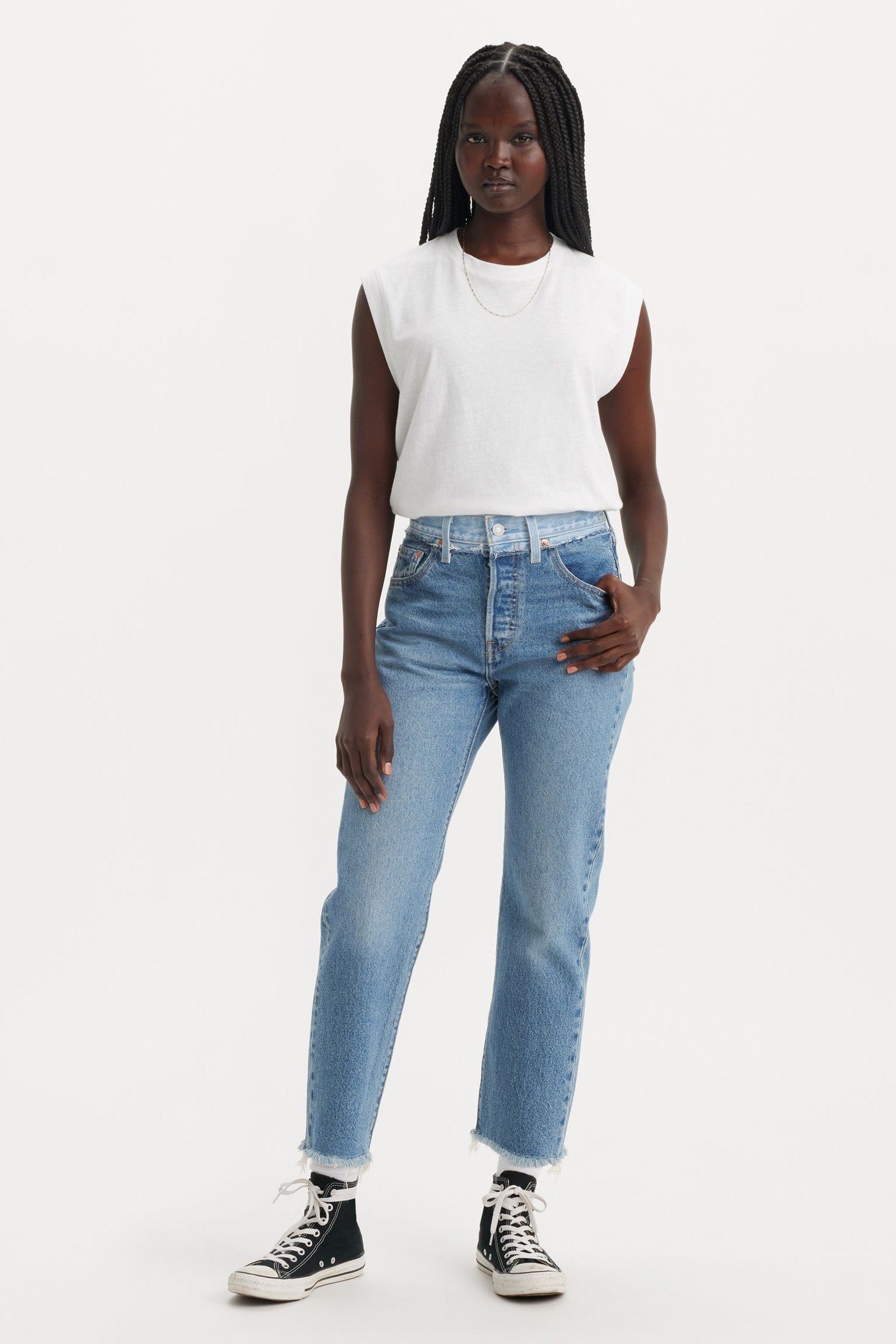 501® ORIGINAL SPLIT CROPPED JEANS MED INDIGO 1