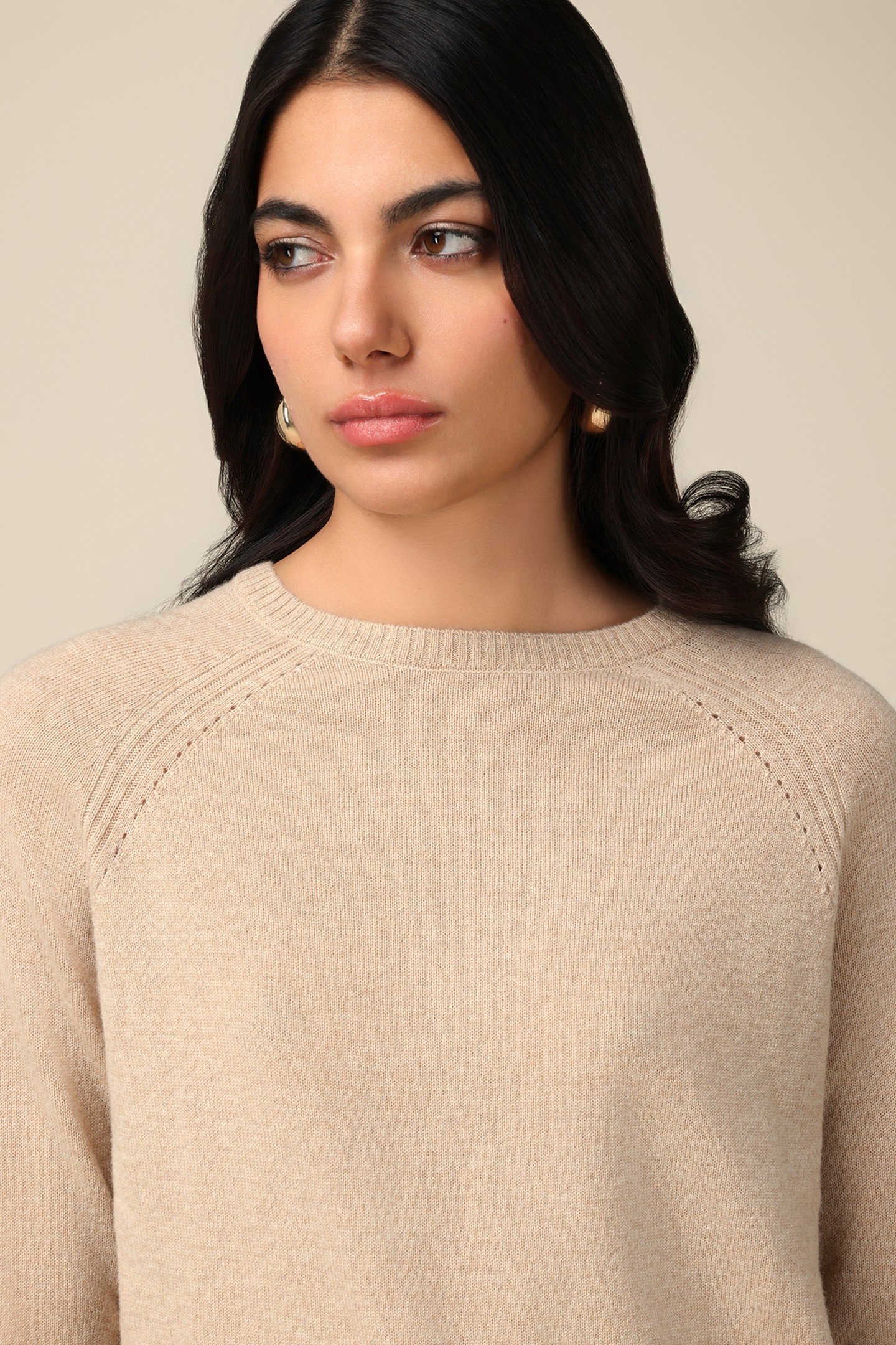 CASHMERE BLEND CREW-NECK SWEATER BEIGE 4