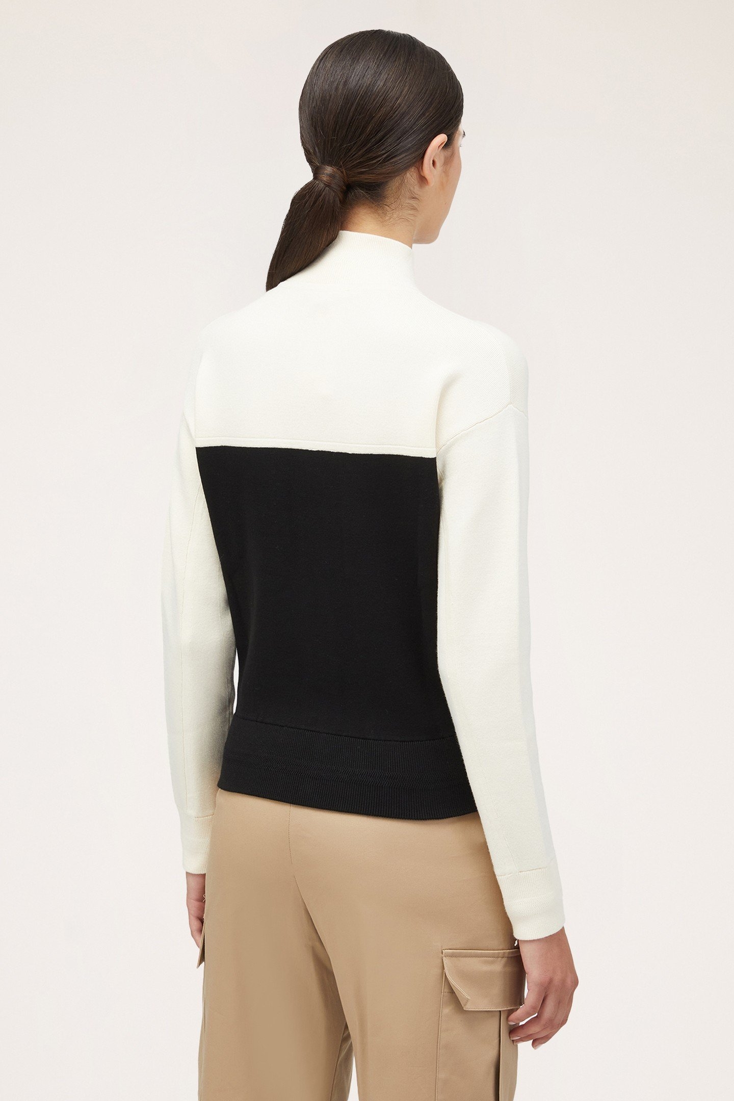 TWO-TONE CARDIGAN WITH POCKETS BLACK 2