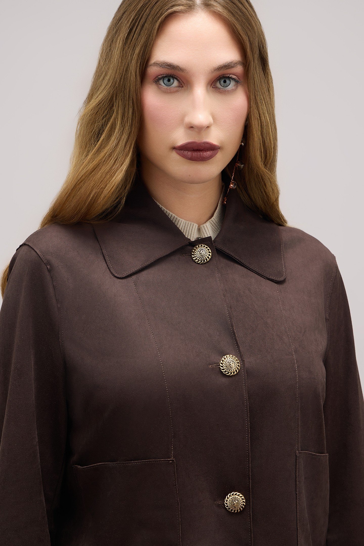 BOXY SUEDE EFFECT JACKET BROWN 2