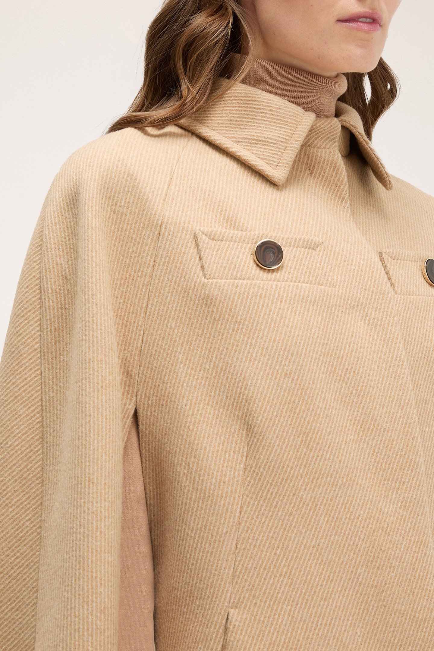 CLOTH CAPE WITH COLLAR BEIGE 4