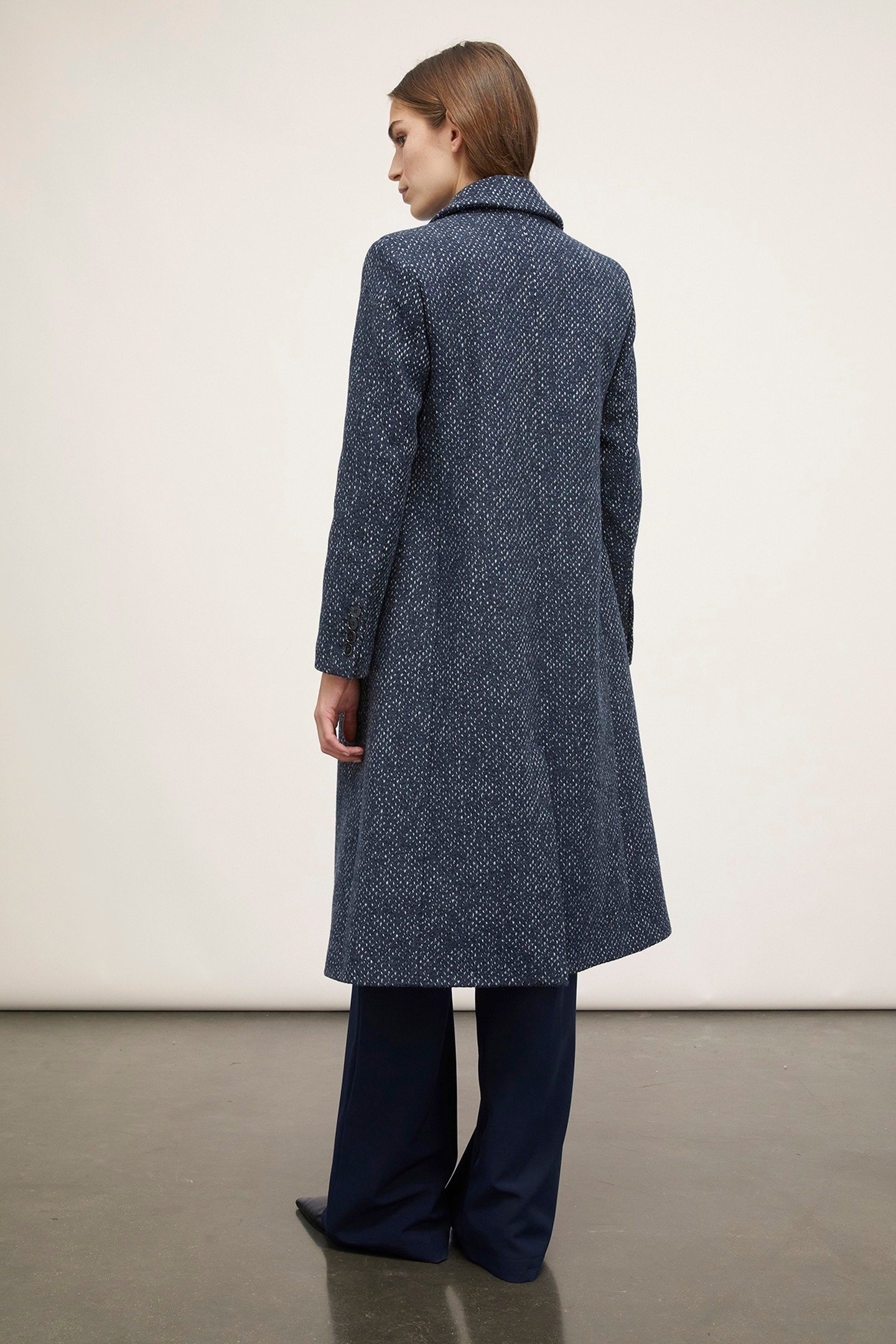 DOUBLE-BREASTED YARN DYED COAT BLUE 2