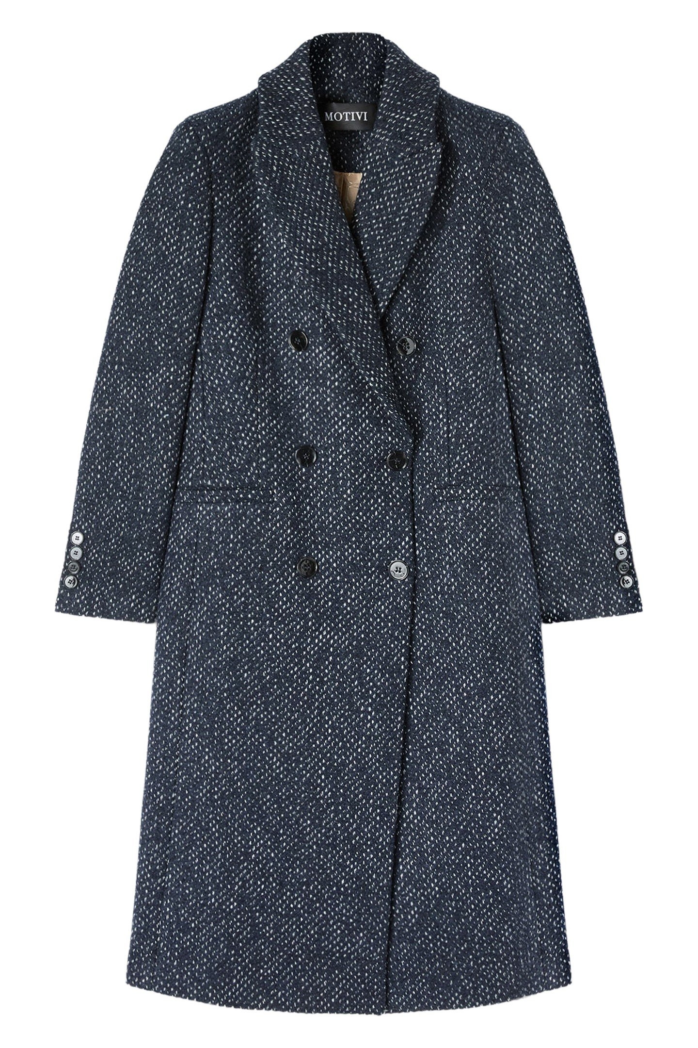 DOUBLE-BREASTED YARN DYED COAT BLUE 3