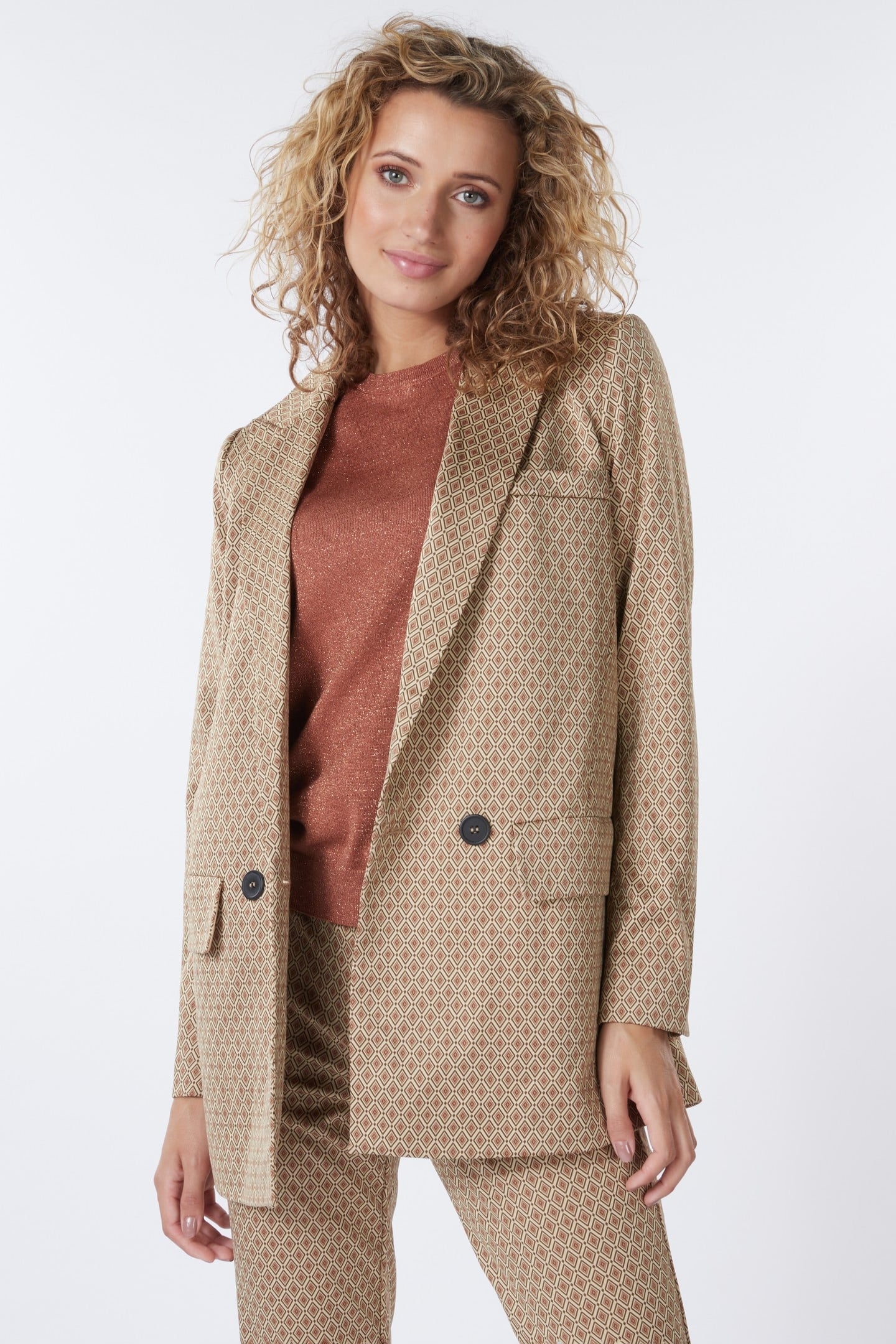 BLAZER DOUBLE BREASTED KNITTED DIAMOND PRINT 2