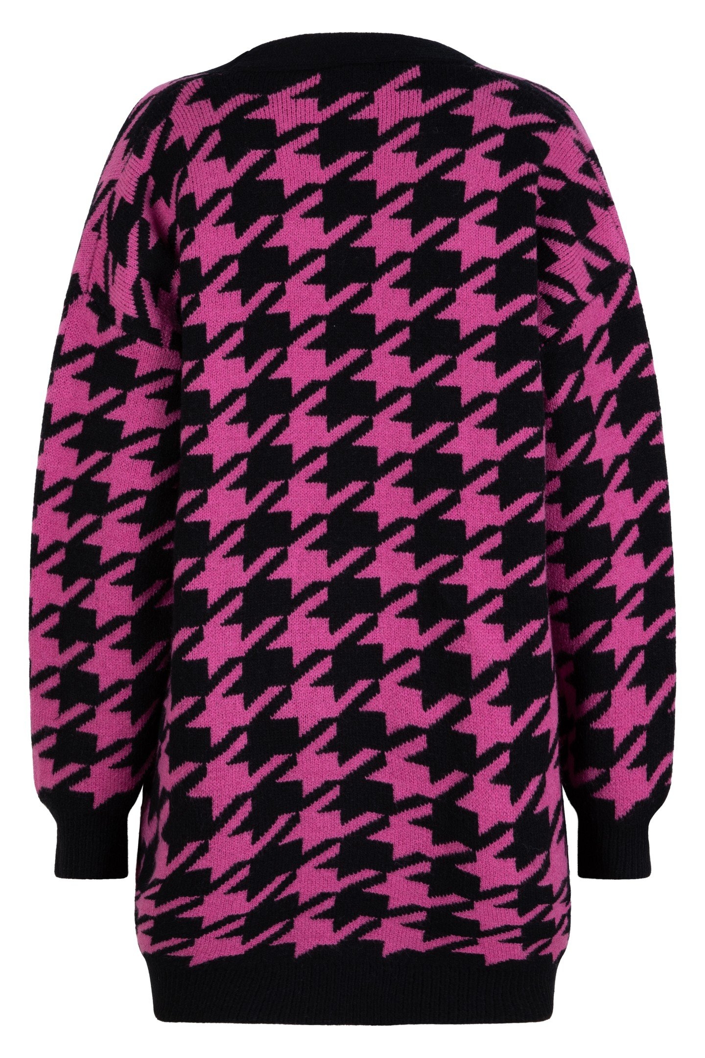 CARDIGAN HOUNDSTOOTH JACQUARD BLACK / PINK 2