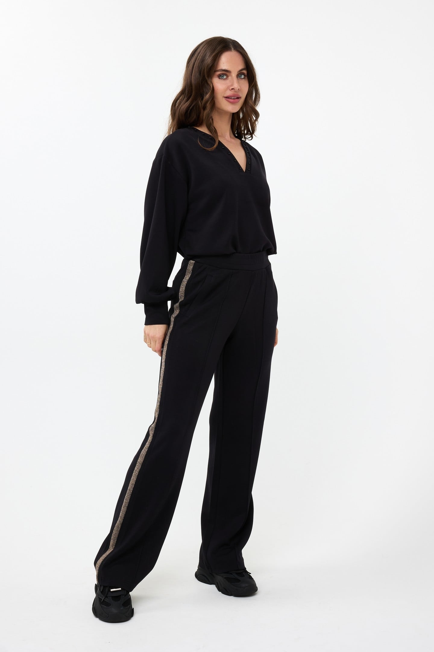 TROUSERS LUREX TAPE MODAL BLACK 1