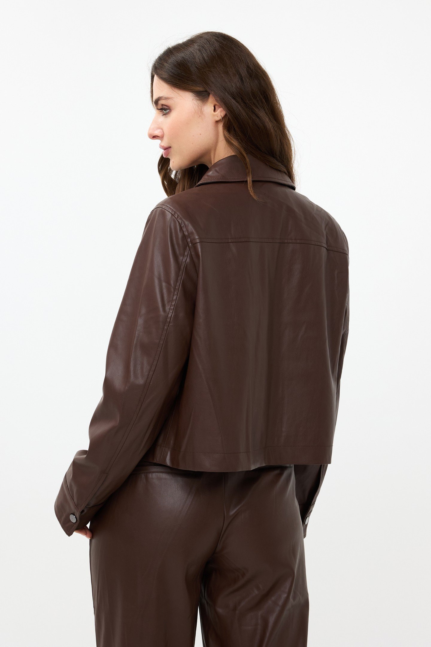 JACKET SHORT VEGAN LEATHER CHOCOLATE 3