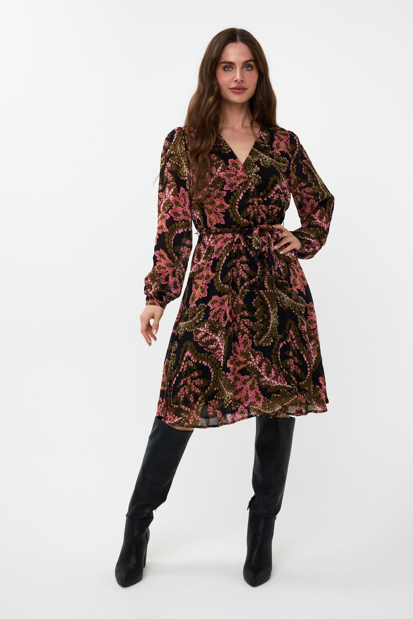 DRESS ELASTIC WAIST GLOBAL FLOWER PRINT 1