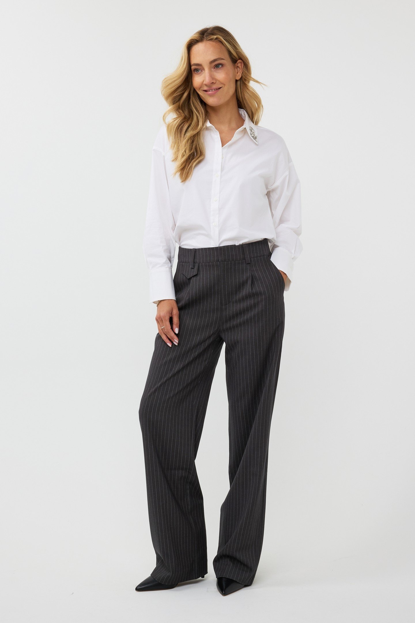 TROUSERS PINSTRIPE DARK GREY 2