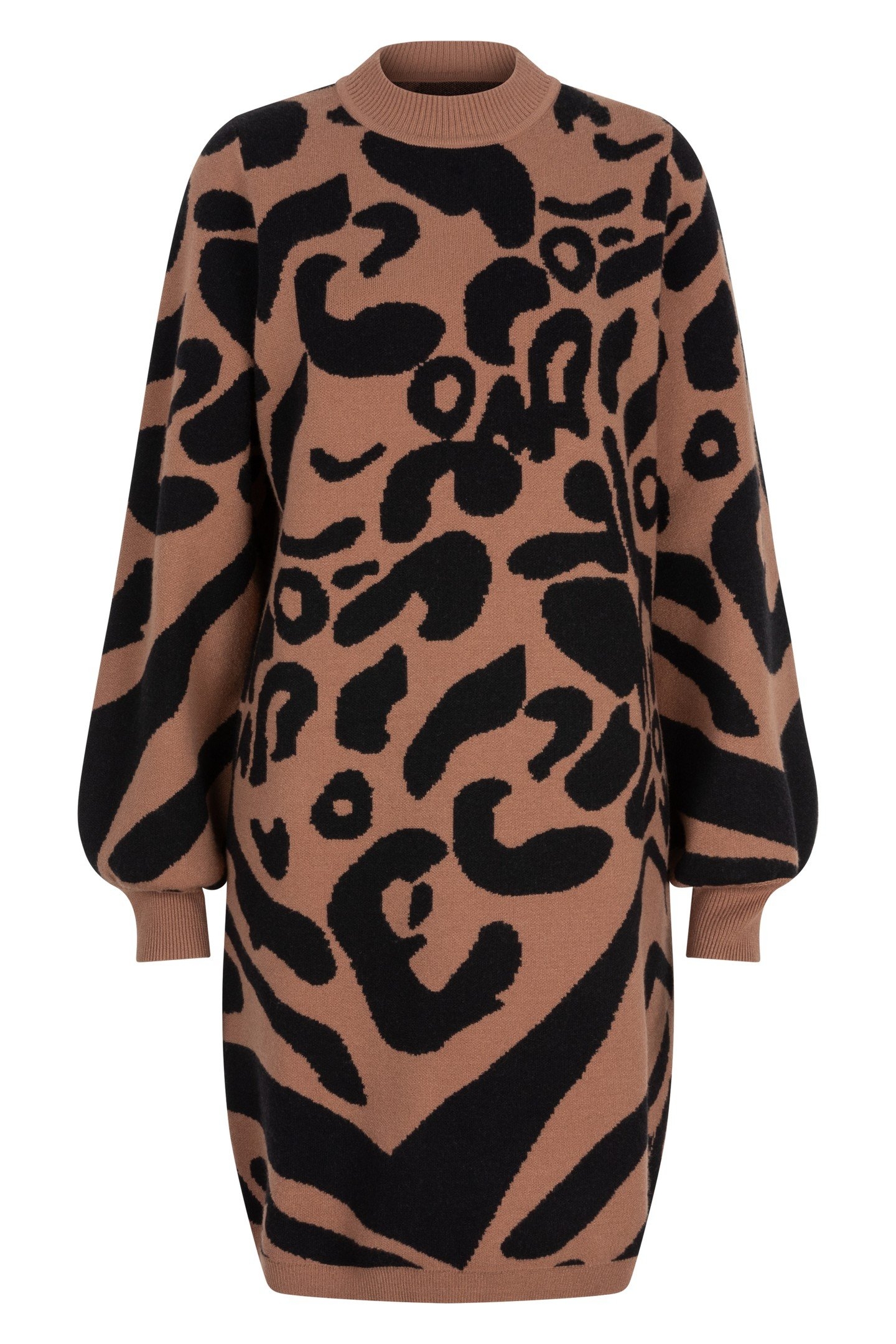 DRESS 2TONE JACQUARD ANIMAL BLACK / CINNAMON 4