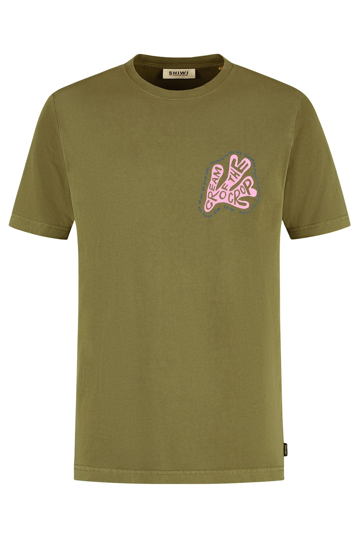 LIAM REGULAR FIT CORAL TEXT T-SHIRT GREEN OLIVE 4