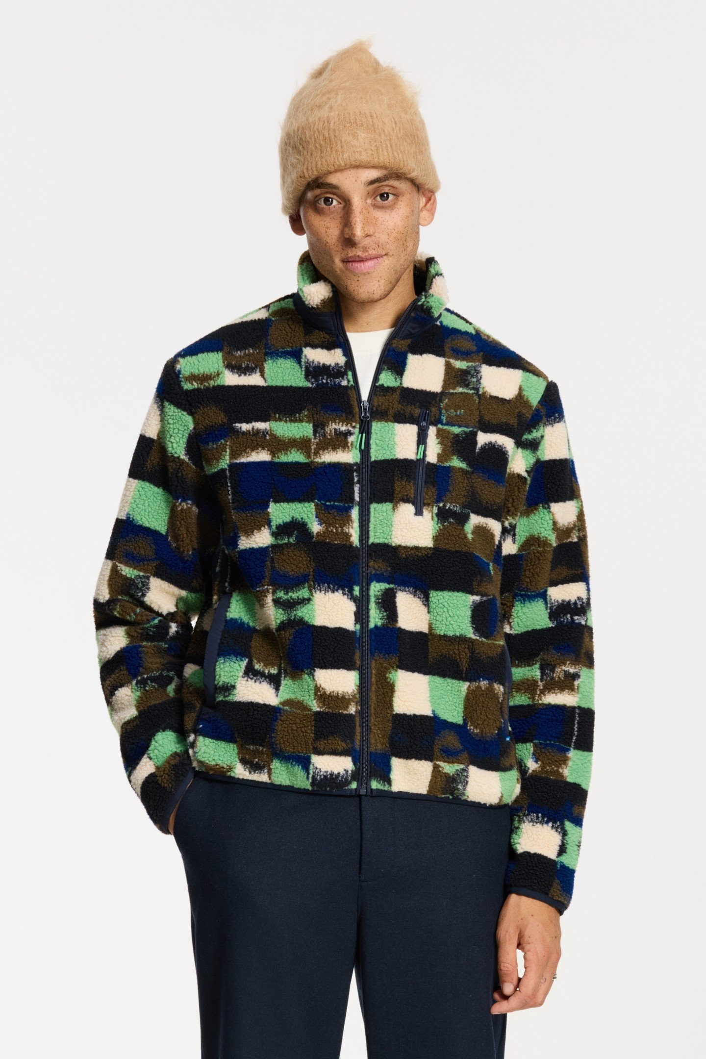 LEE GEO QUILT TEDDY JACKET GREEN OLIVE GEO QUILT 1