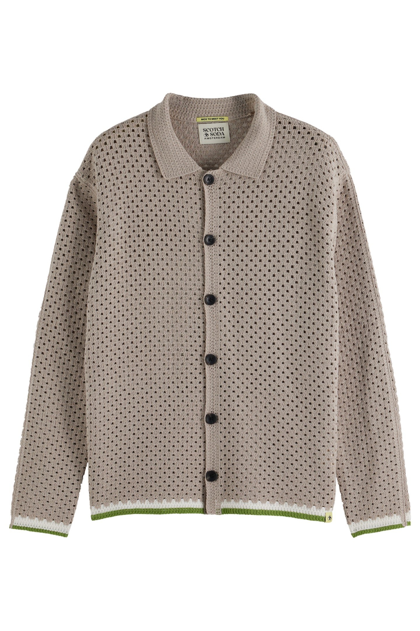 CROCHET LONG-SLEEVED SHIRT HIGHWAY GREY 1