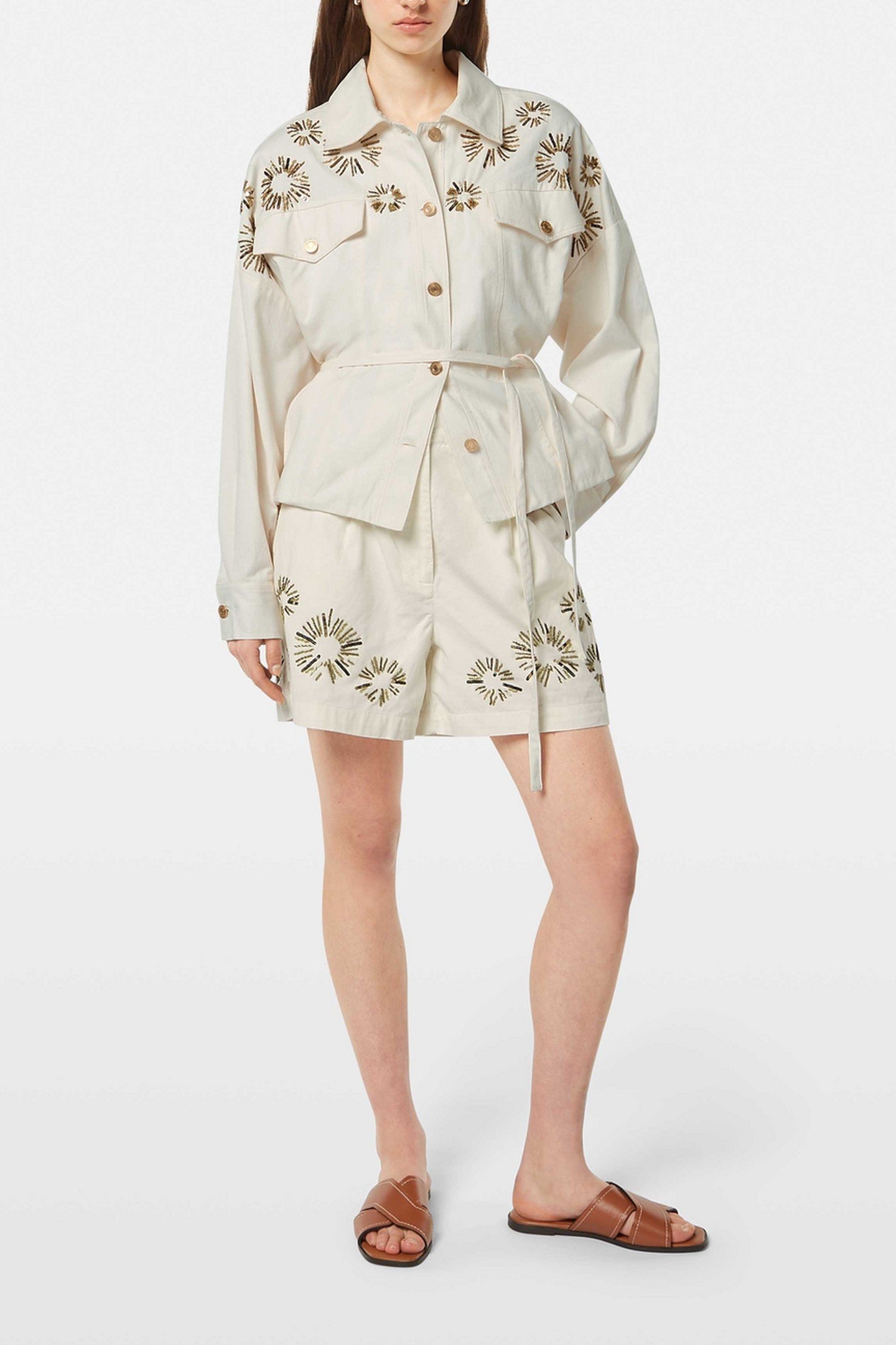 EMBELLISHED HIGH RISE SHORTS SOFT ICE 1