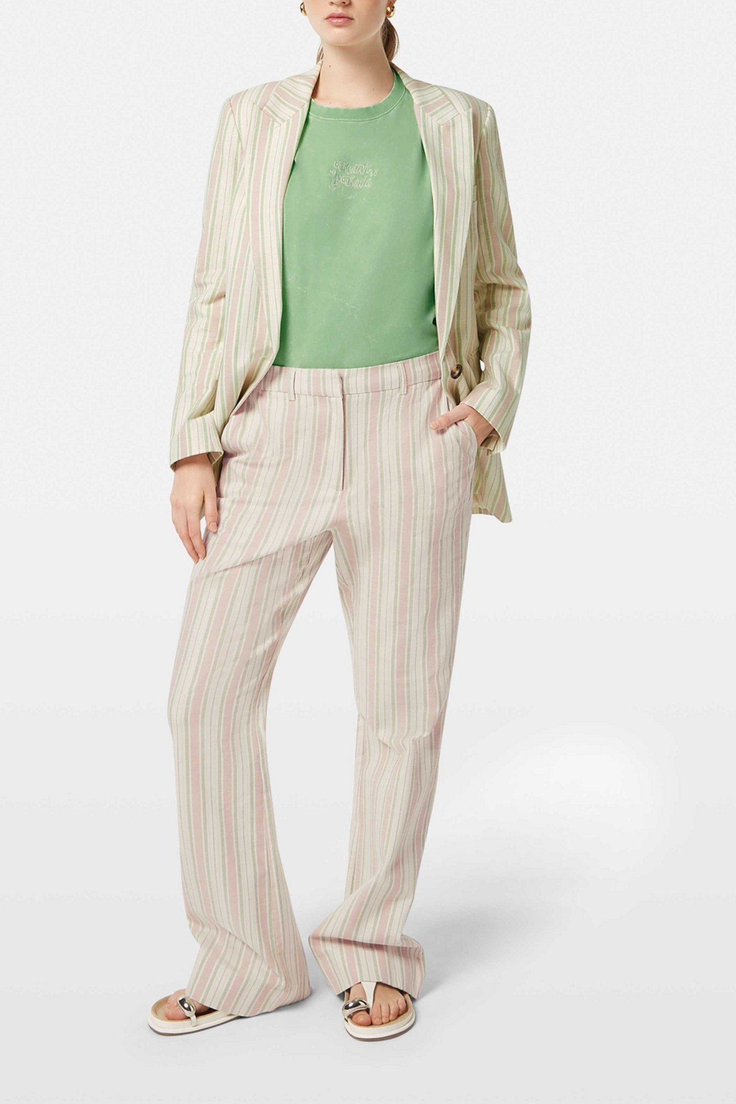 VIOLET LUREX COTTON BLEND PANT LUREX LINEN STRIPE 1