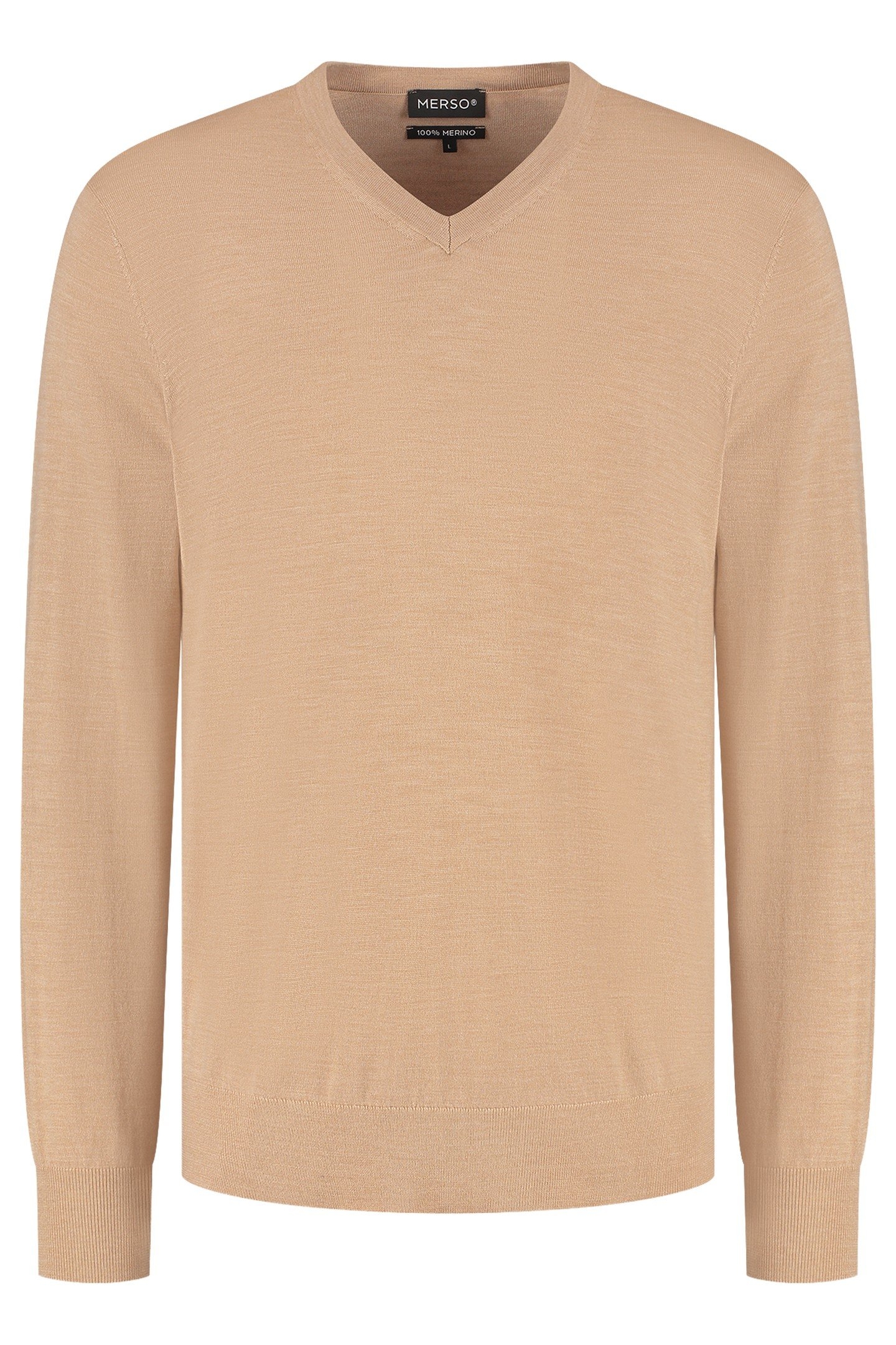 V NECK100% MERINO SAHARA SAND 3