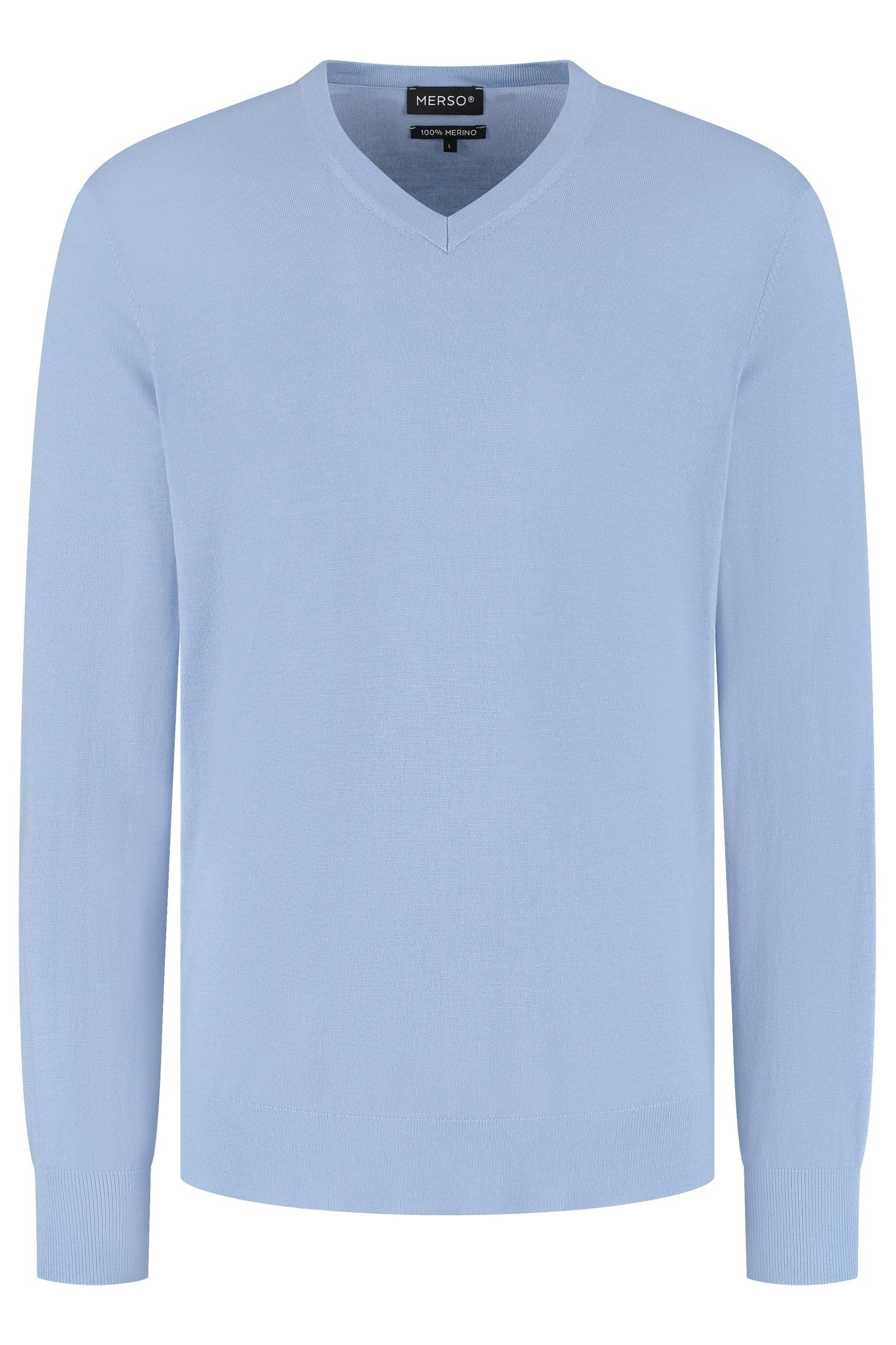 V NECK100% MERINO ALPINE BLUE 3