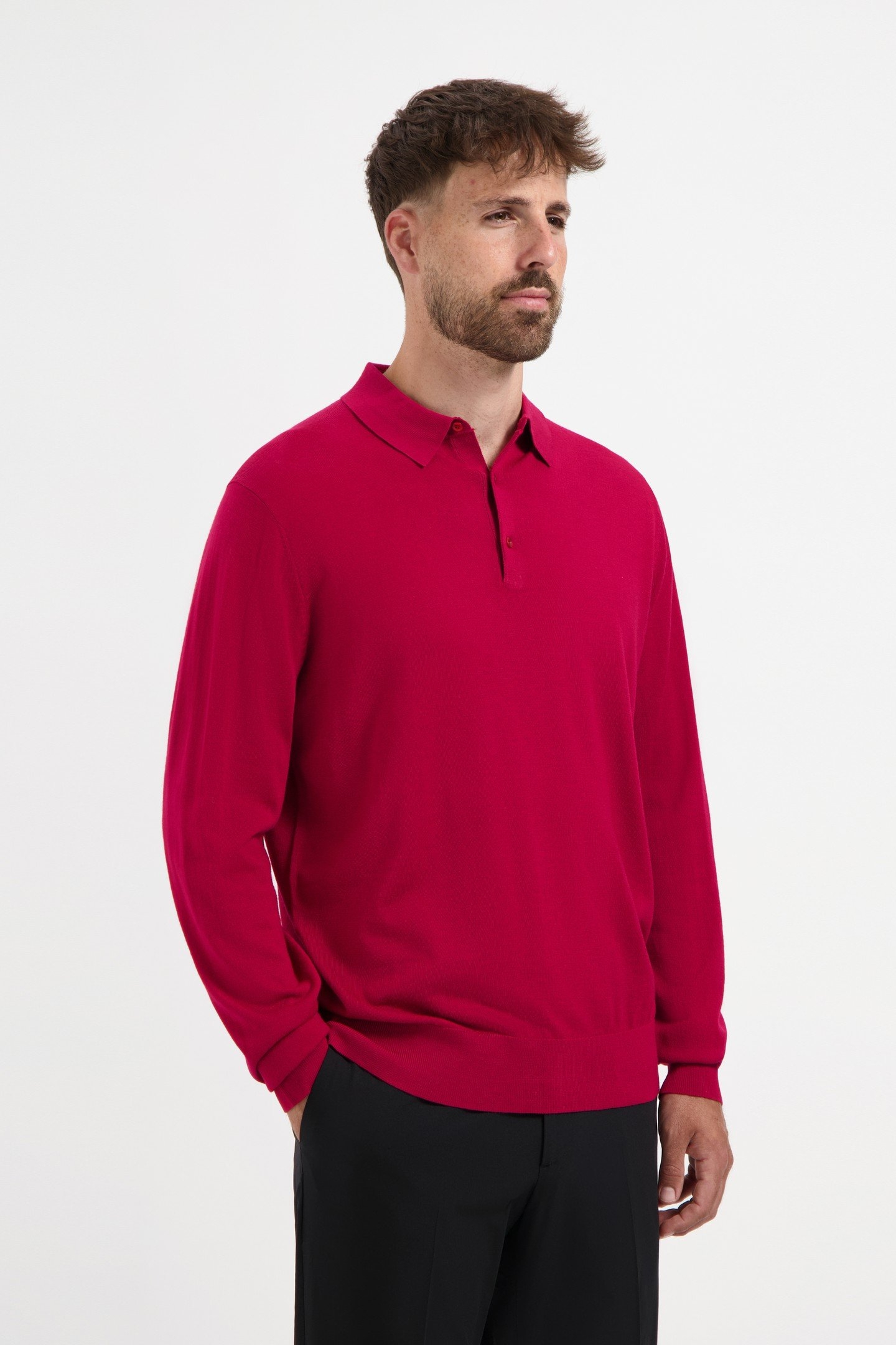 POLO LONG SLEEVE 100% MERINO PEPPER RED 1