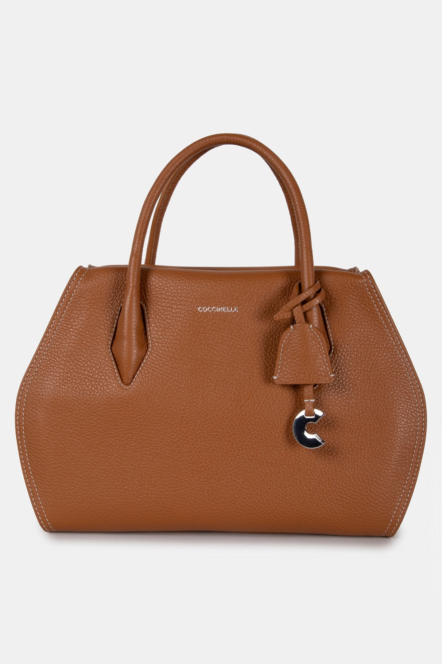 LEATHER MEDIUM SATCHEL BAG IN BROWN 2