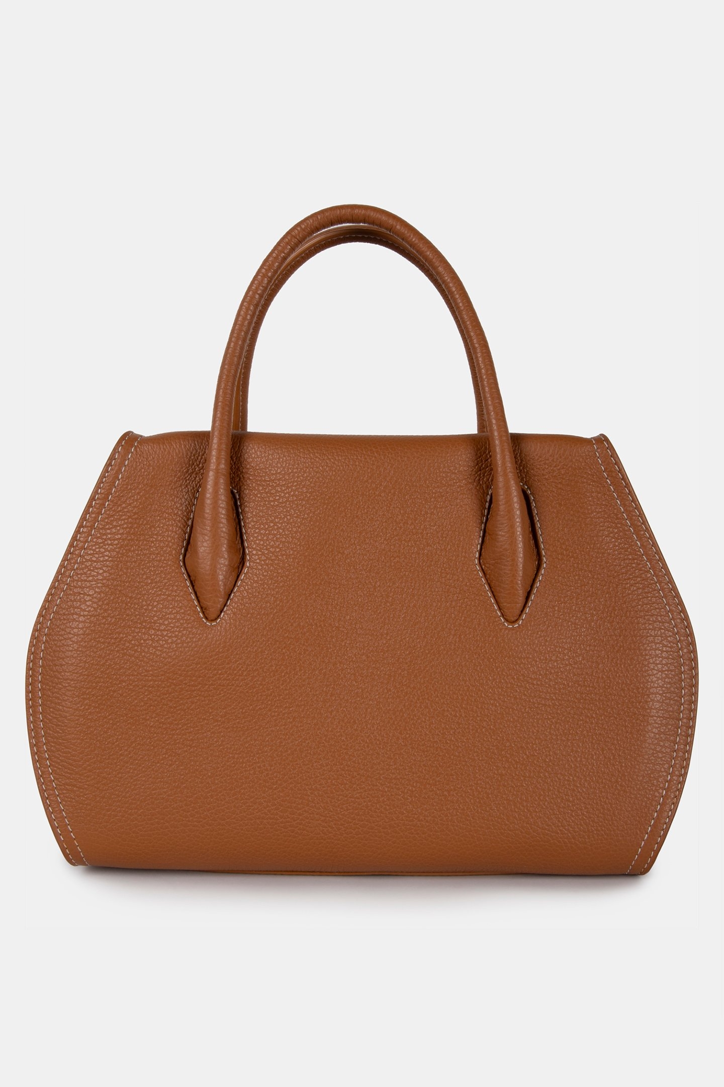 LEATHER MEDIUM SATCHEL BAG IN BROWN 3