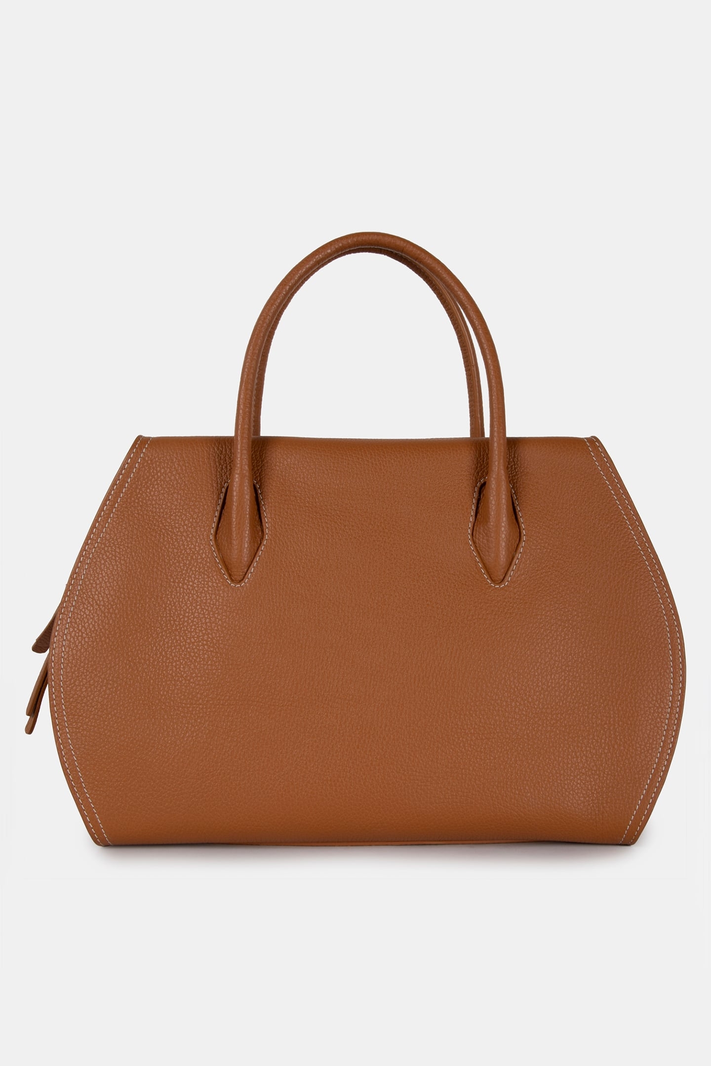 LEATHER MEDIUM SATCHEL BAG IN BROWN 4