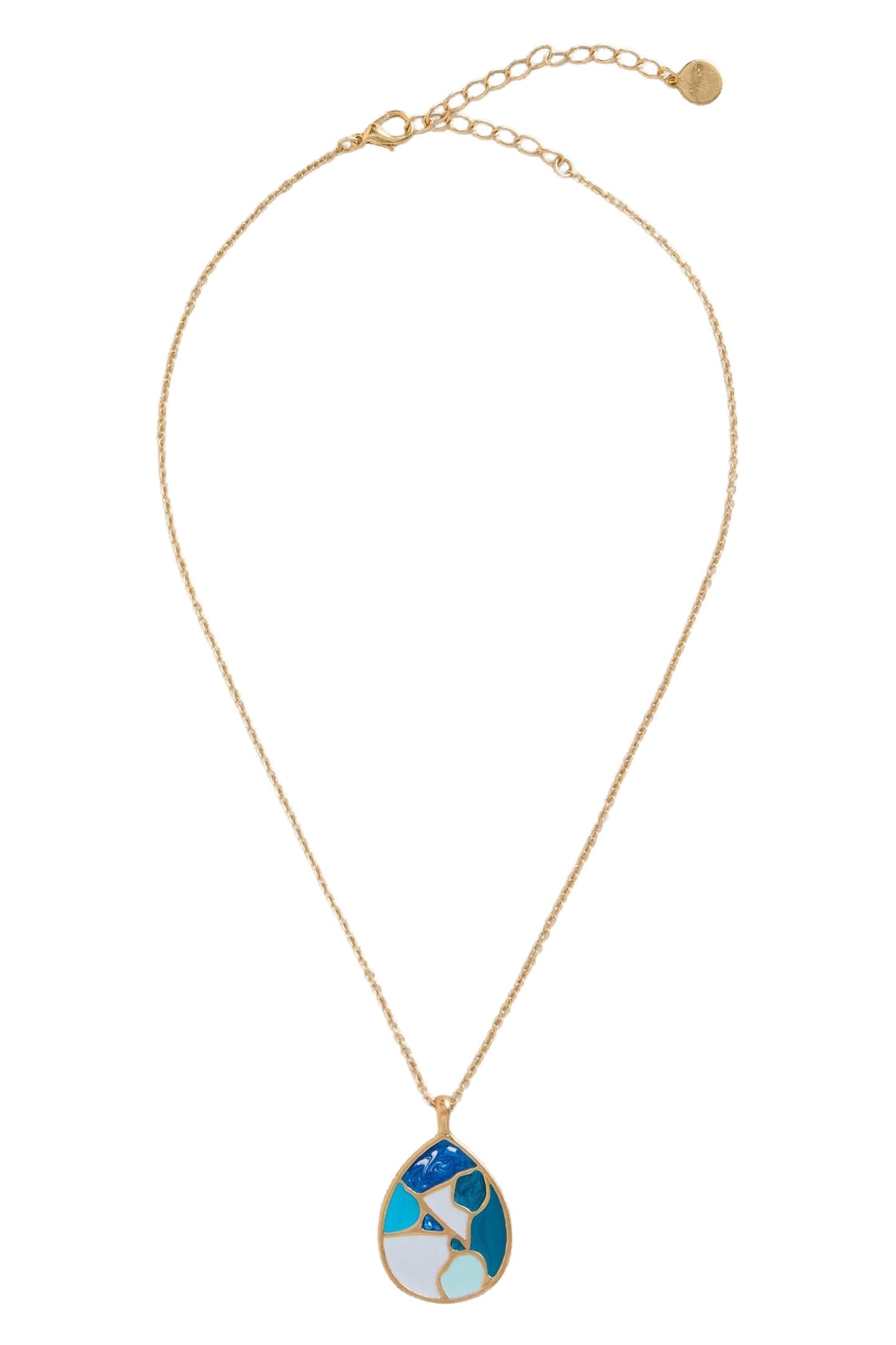 MOSAIC TILE DROP NECKLACE GOLD TONE METALLIC 2