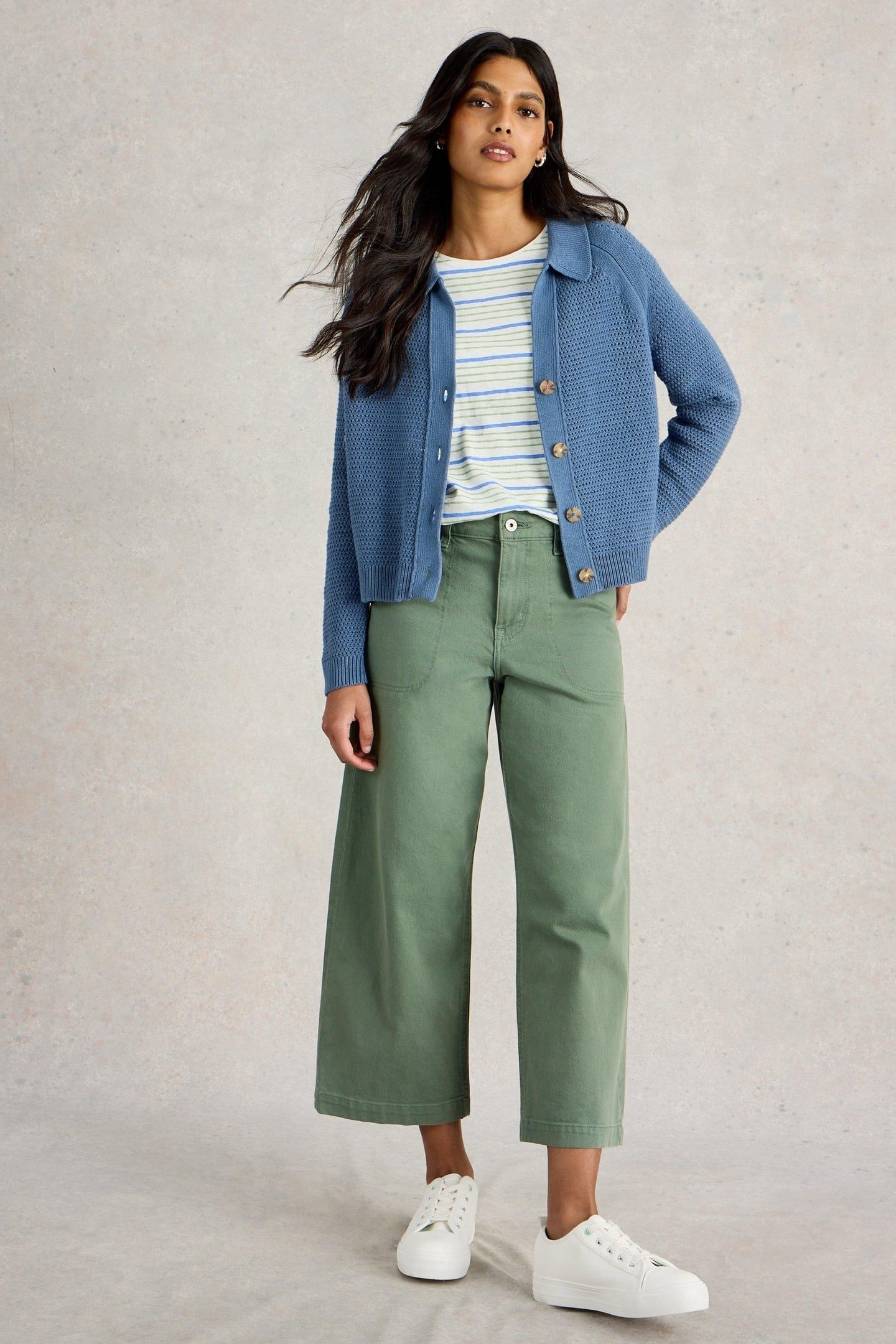 CHATERLY COLLAR CARDI MID BLUE 2