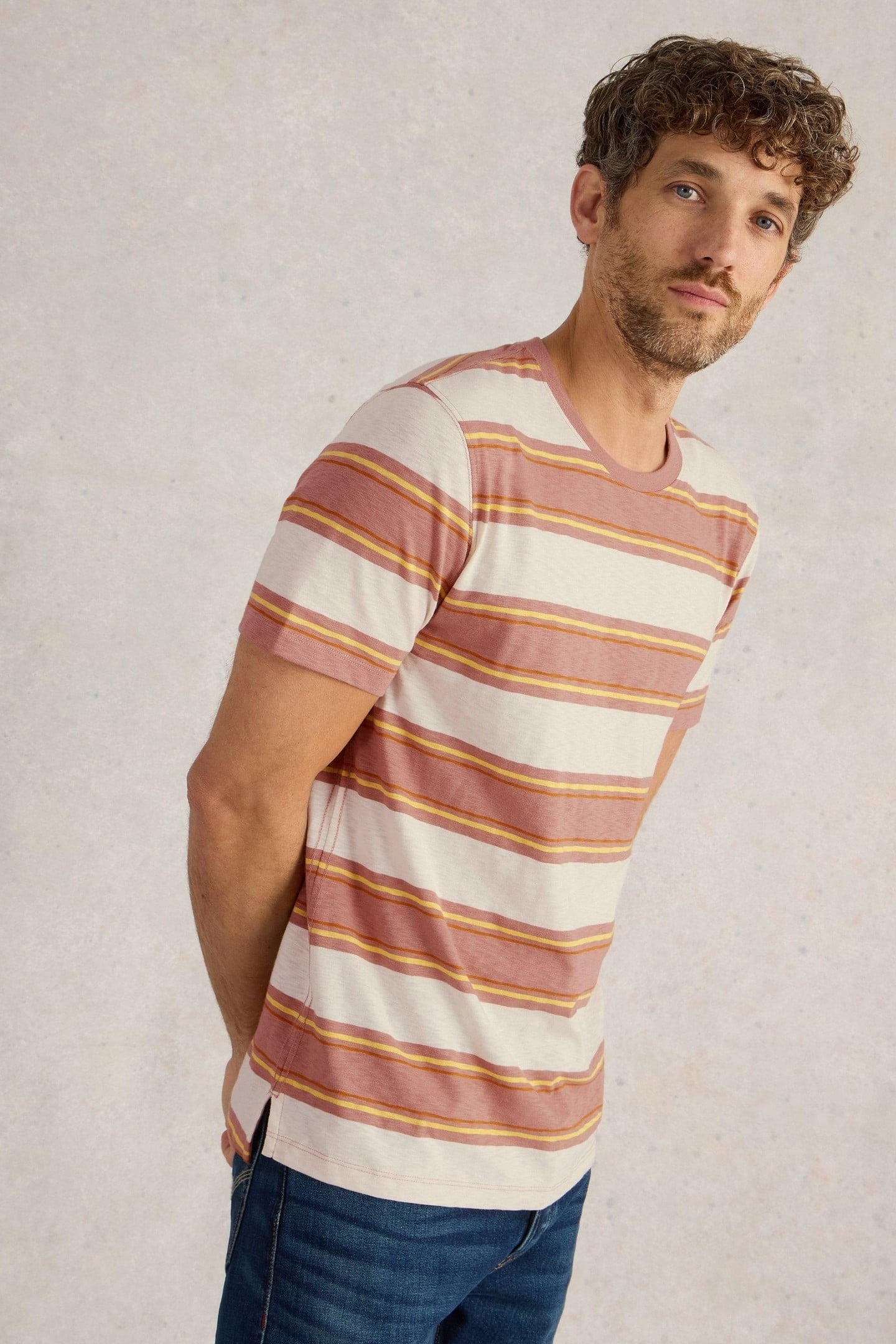 ABERSOCH STRIPE SS TEE WHITE MULTI 1