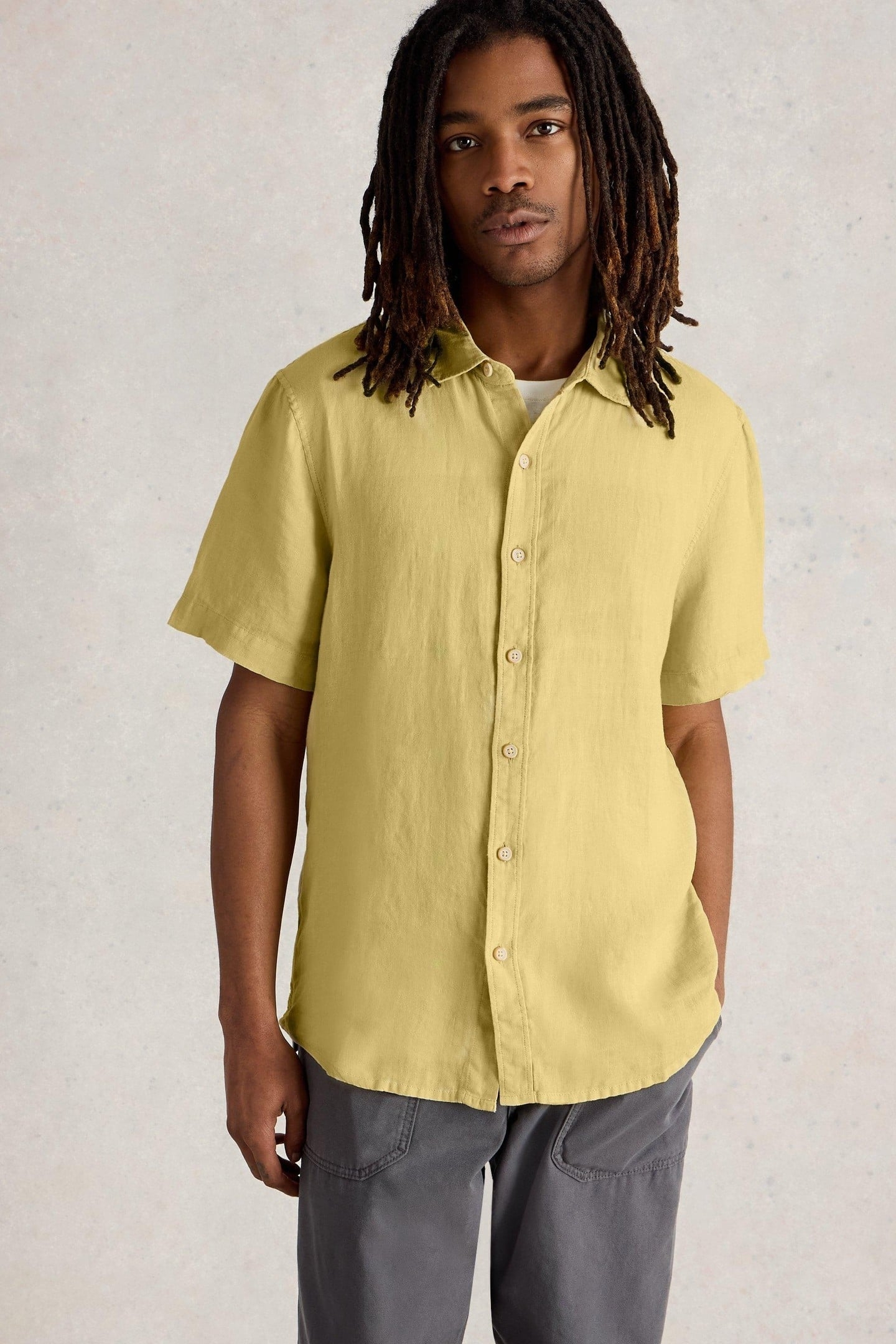 KESWICK SS LINEN SHIRT LIGHT GREEN 1